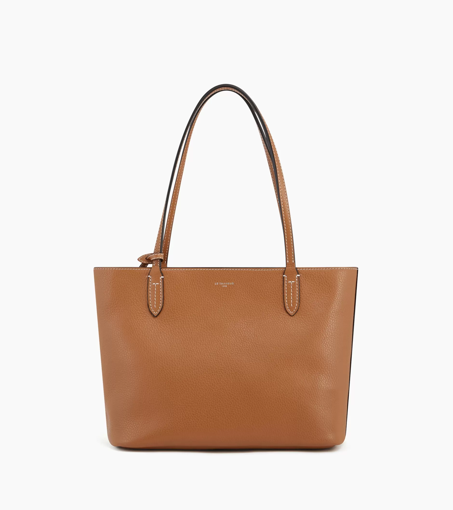 Femme Le Tanneur Petit sac cabas Louise en cuir grainé - Brown Tan Twilight Blue