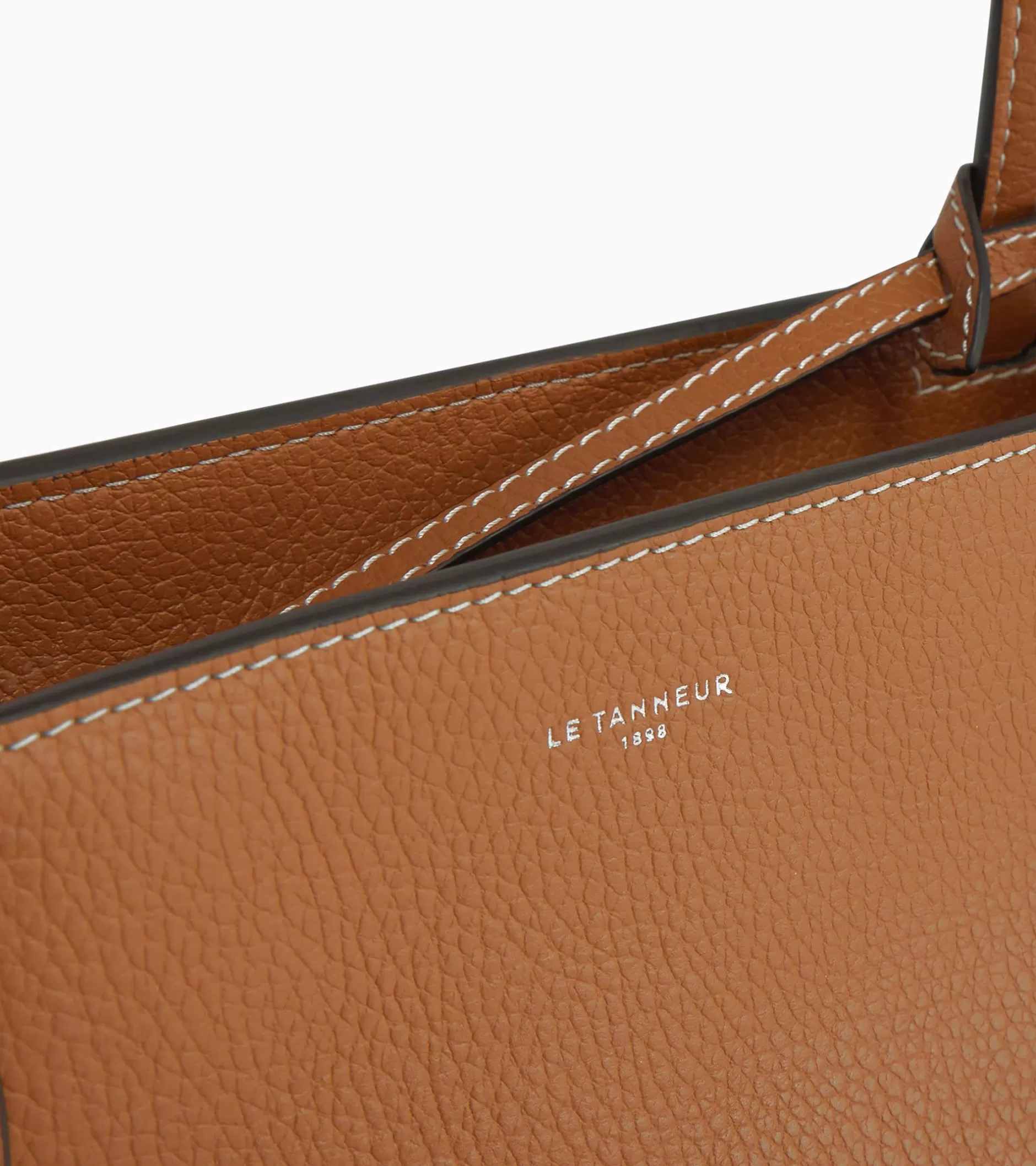 Femme Le Tanneur Petit sac cabas Louise en cuir grainé - Brown Tan Twilight Blue