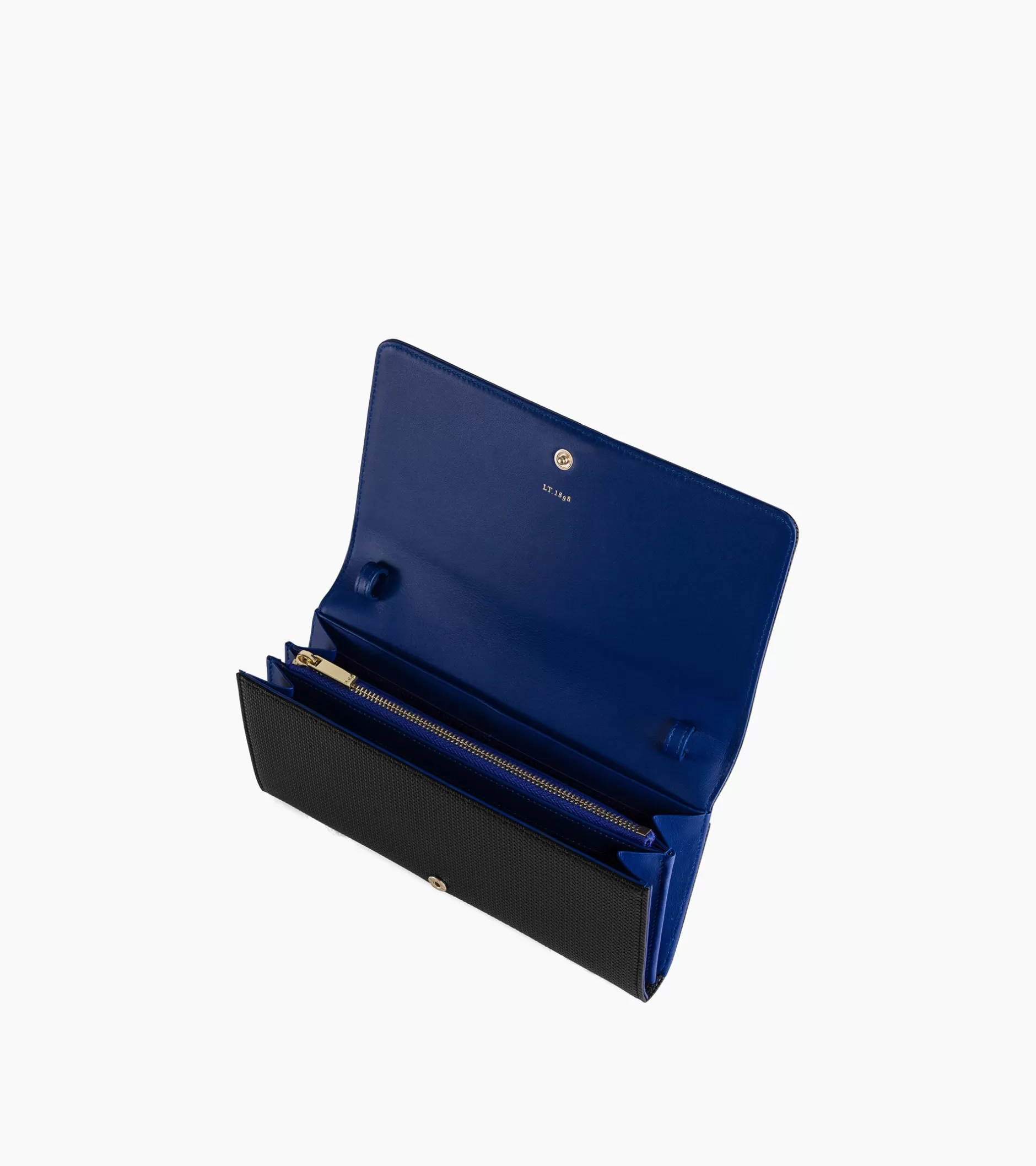 Femme Le Tanneur Pochette à rabat avec bandoulière amovible Emilie en cuir signature T - Black Le Bleu