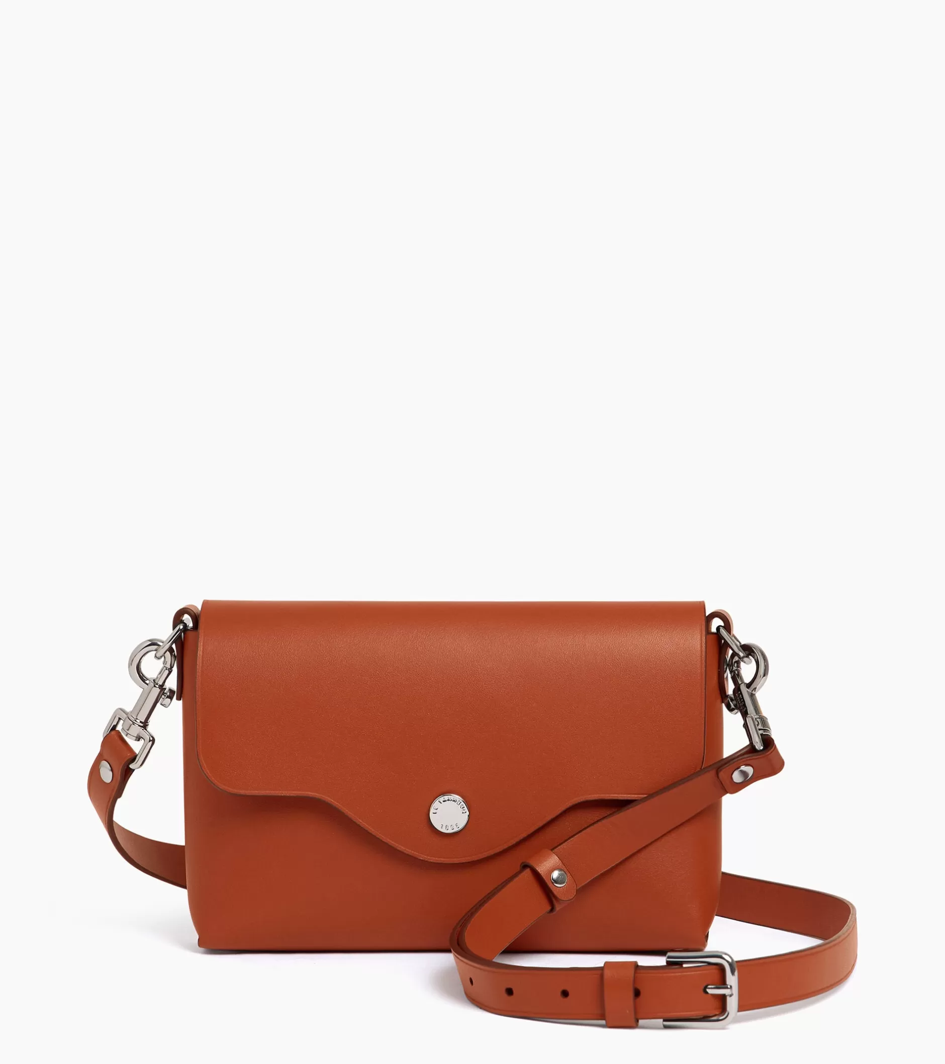 Femme Le Tanneur Pochette à rabat avec bandoulières amovibles Sans Couture en cuir lisse - Mahogany Brown