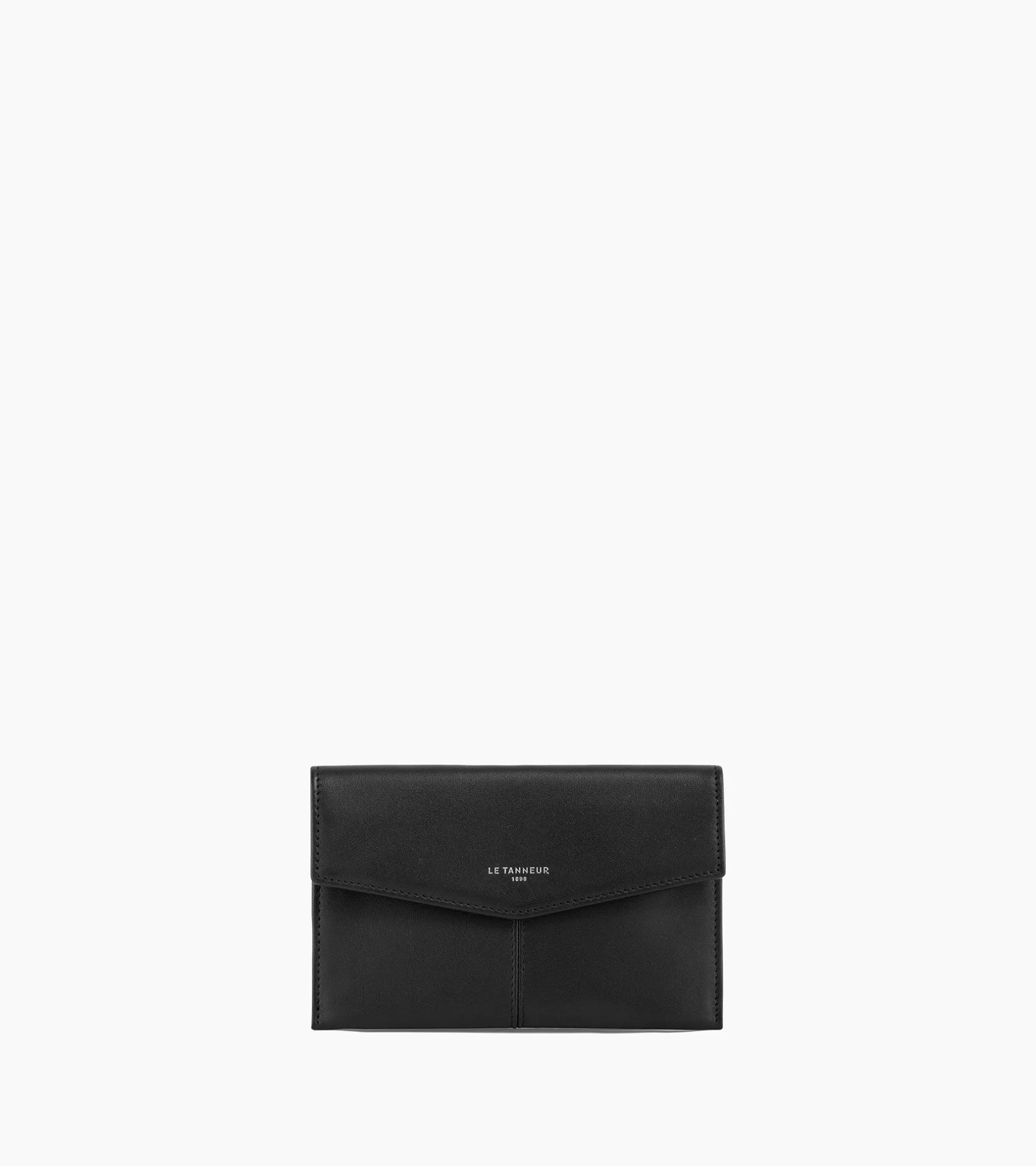 Femme Le Tanneur Pochette enveloppe moyen modèle Charlotte en cuir lisse - Black