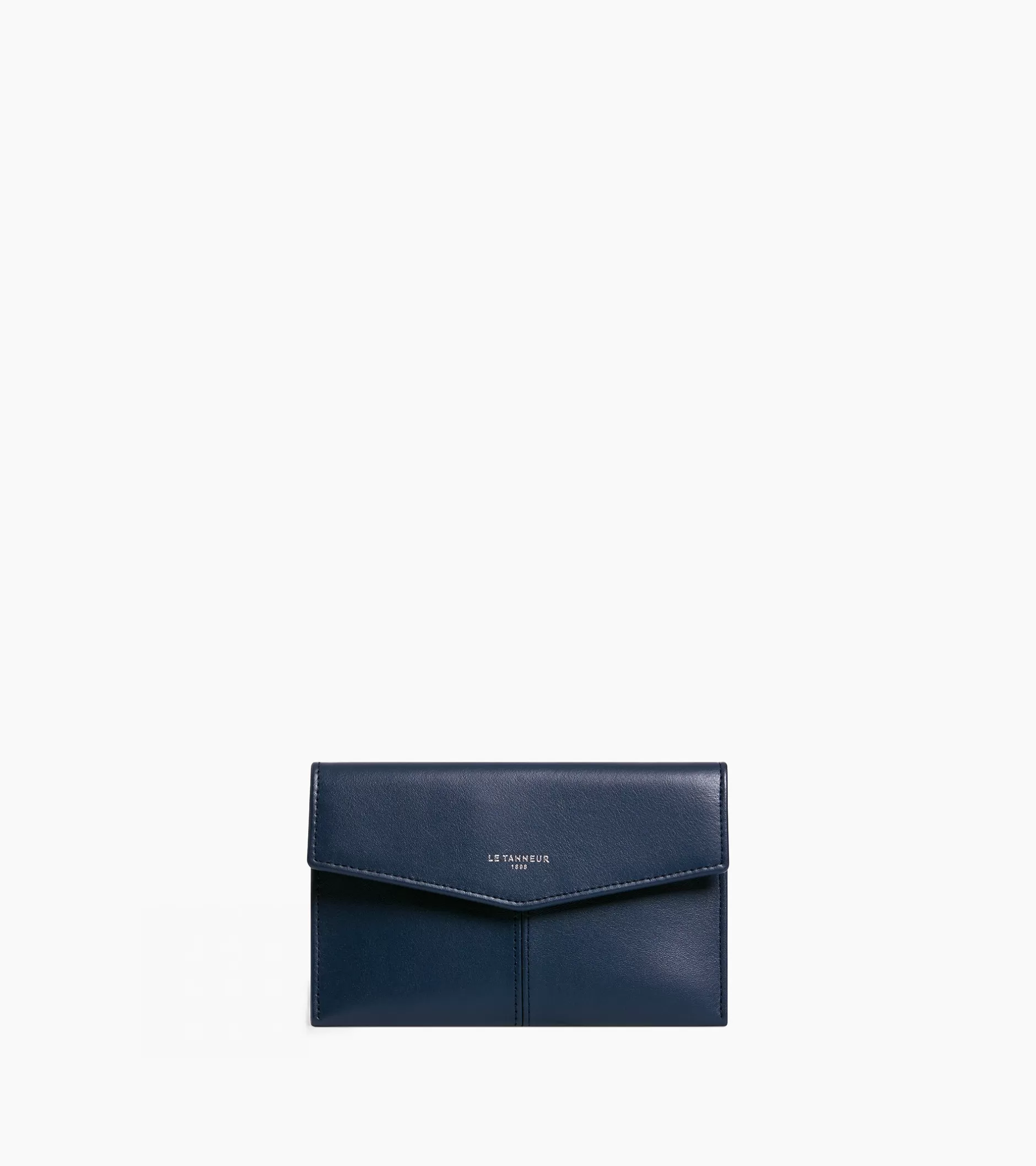 Femme Le Tanneur Pochette enveloppe moyen modèle Charlotte en cuir lisse - Bleu crépuscule