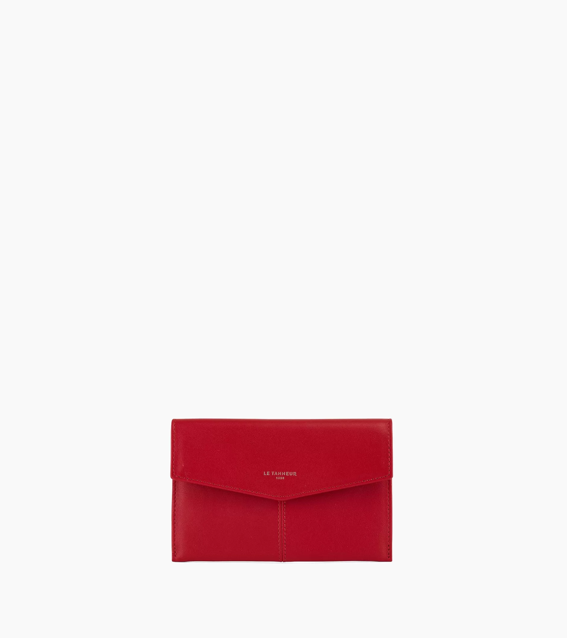 Femme Le Tanneur Pochette enveloppe moyen modèle Charlotte en cuir lisse - Garnet red