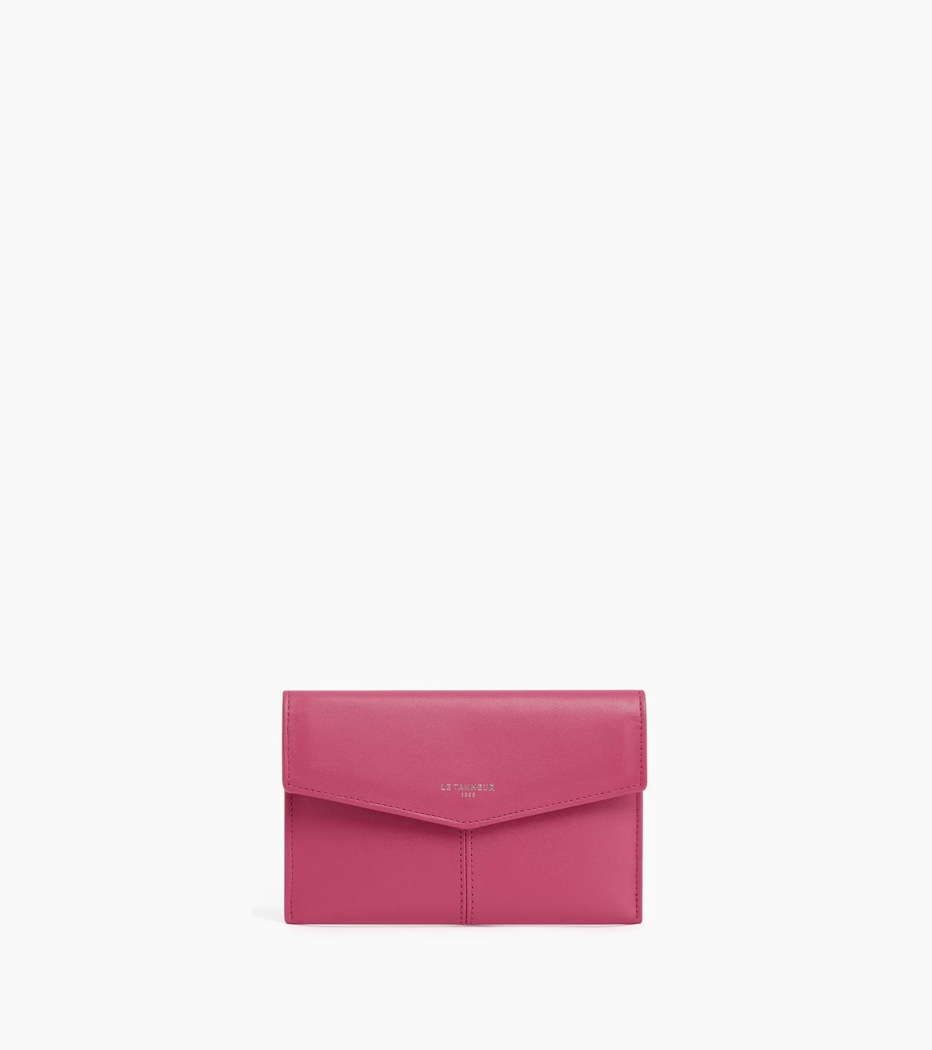Femme Le Tanneur Pochette enveloppe moyen modèle Charlotte en cuir lisse - Pink Fuxia
