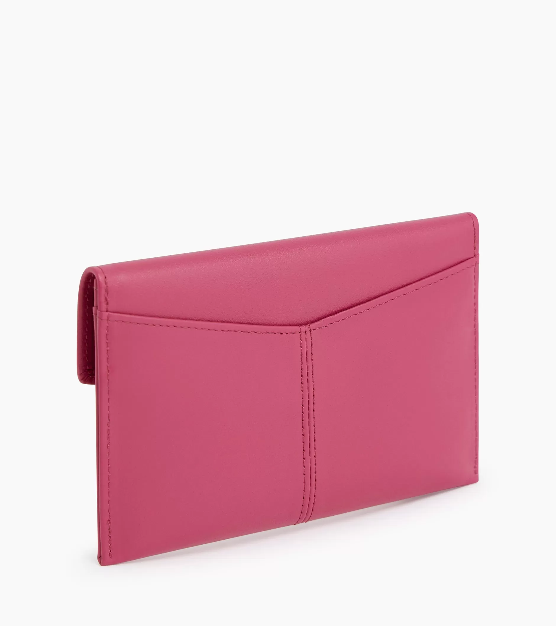 Femme Le Tanneur Pochette enveloppe moyen modèle Charlotte en cuir lisse - Pink Fuxia