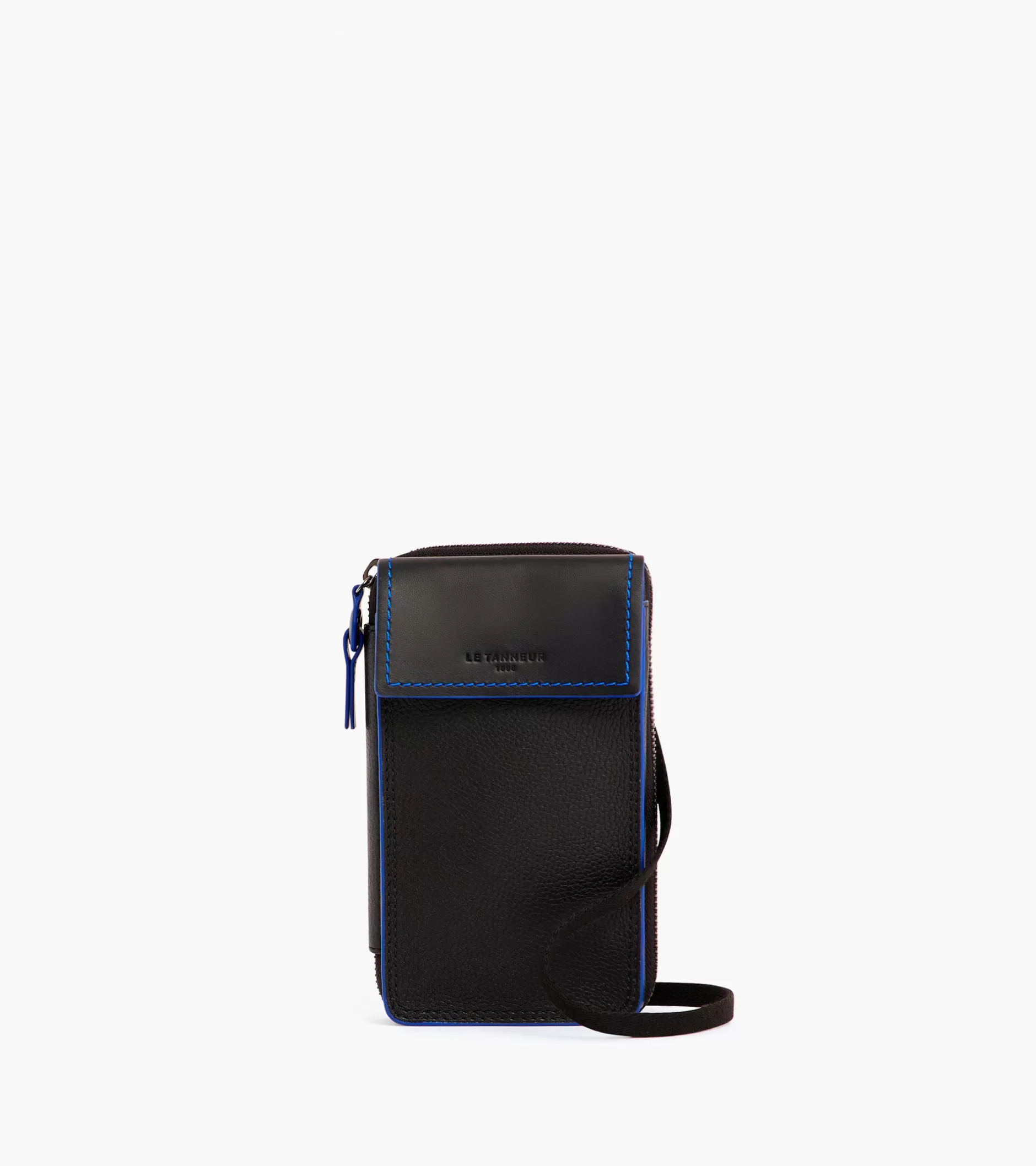 Femme Le Tanneur Pochette téléphone zippée tour de cou Alexis en cuir grainé - Black