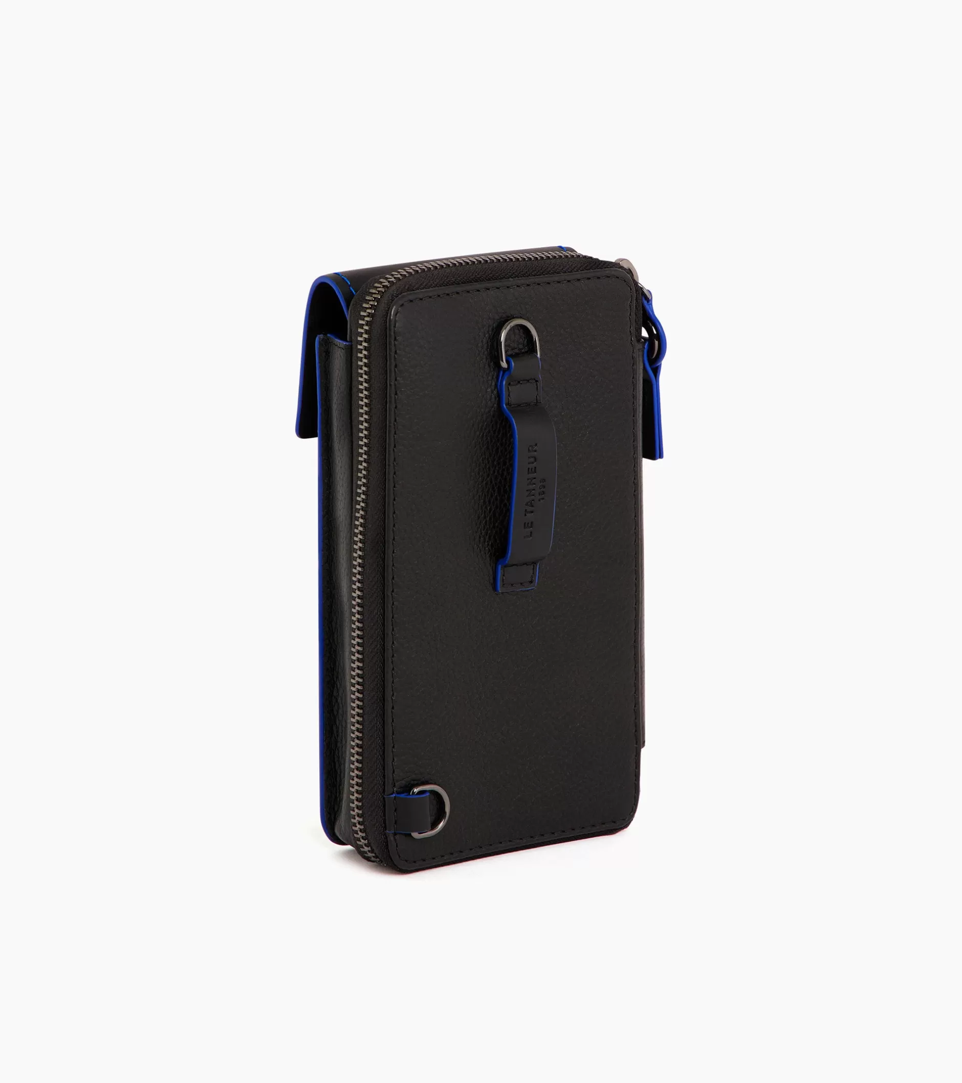 Femme Le Tanneur Pochette téléphone zippée tour de cou Alexis en cuir grainé - Black