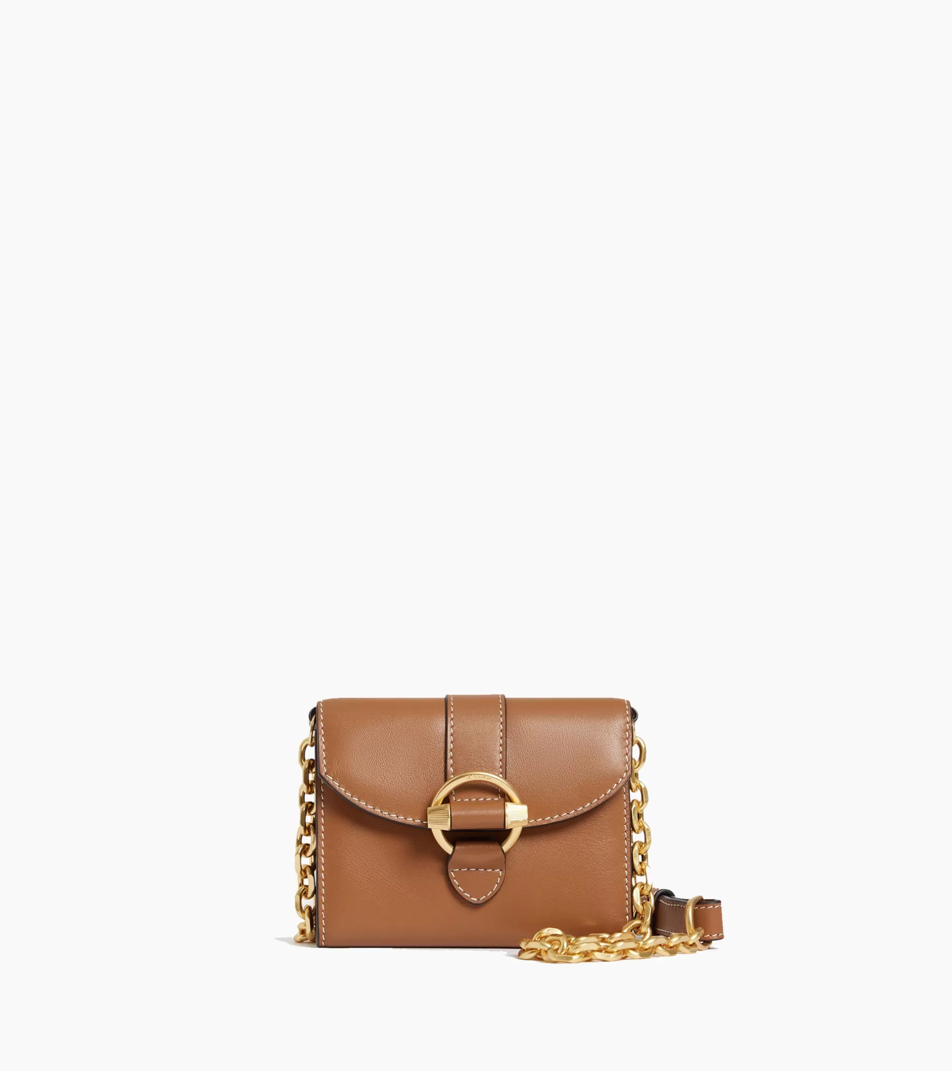 Femme Le Tanneur Porte cartes à bandoulière amovible Pia en cuir lisse - TAN