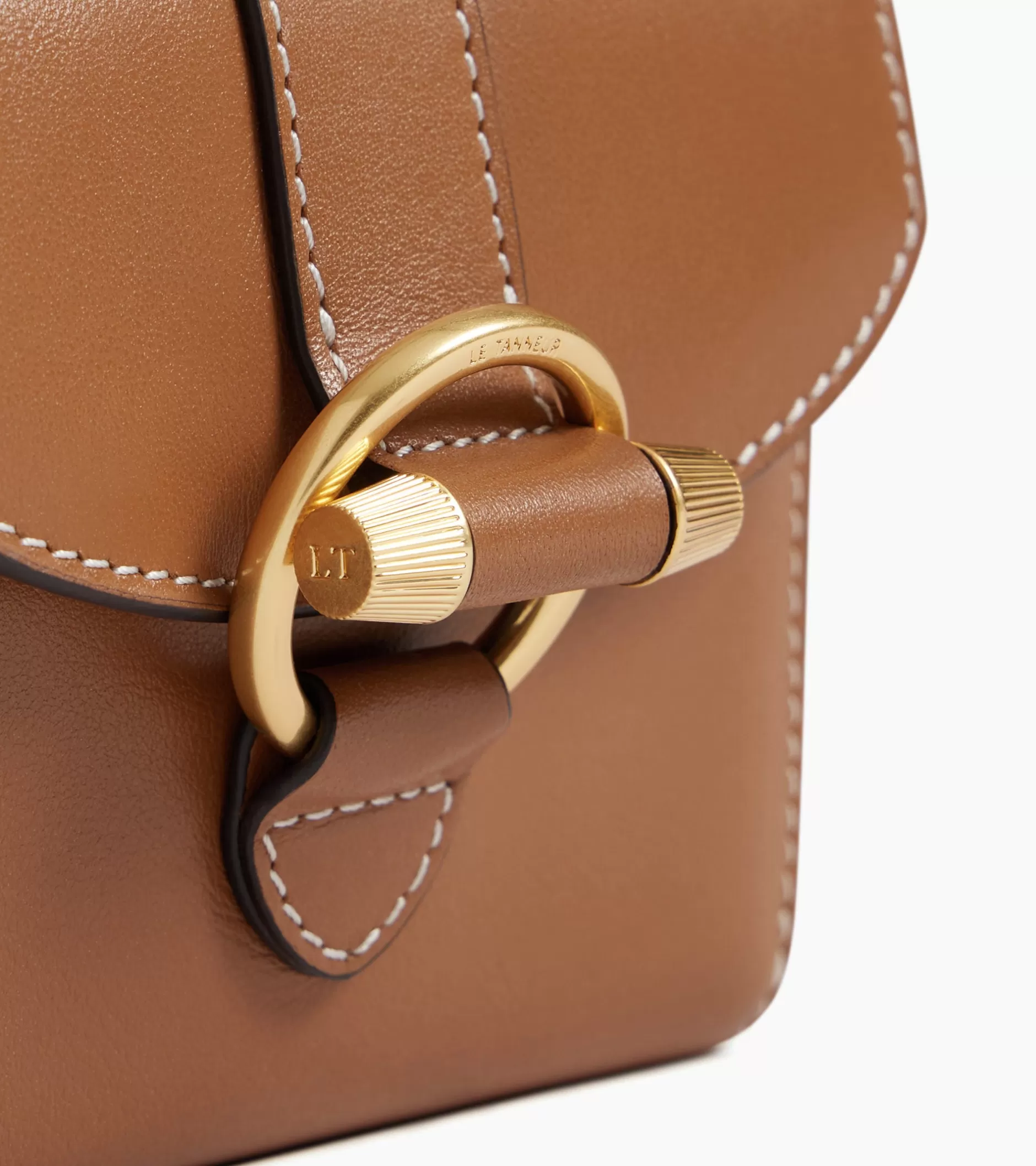 Femme Le Tanneur Porte cartes à bandoulière amovible Pia en cuir lisse - TAN