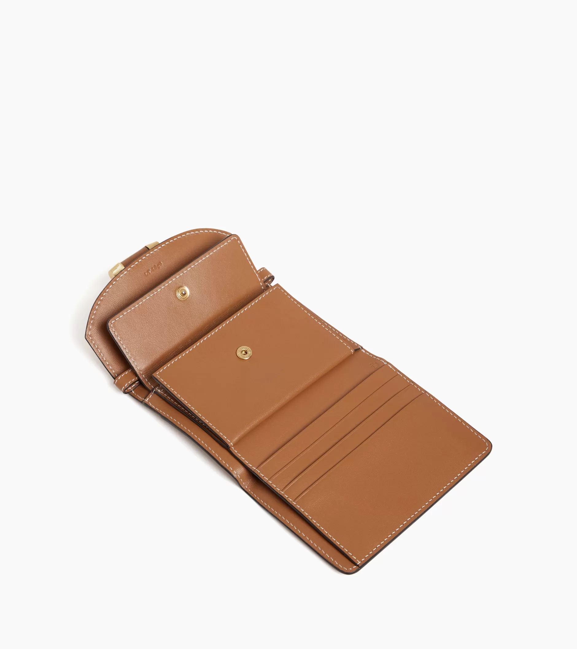 Femme Le Tanneur Porte cartes à bandoulière amovible Pia en cuir lisse - TAN
