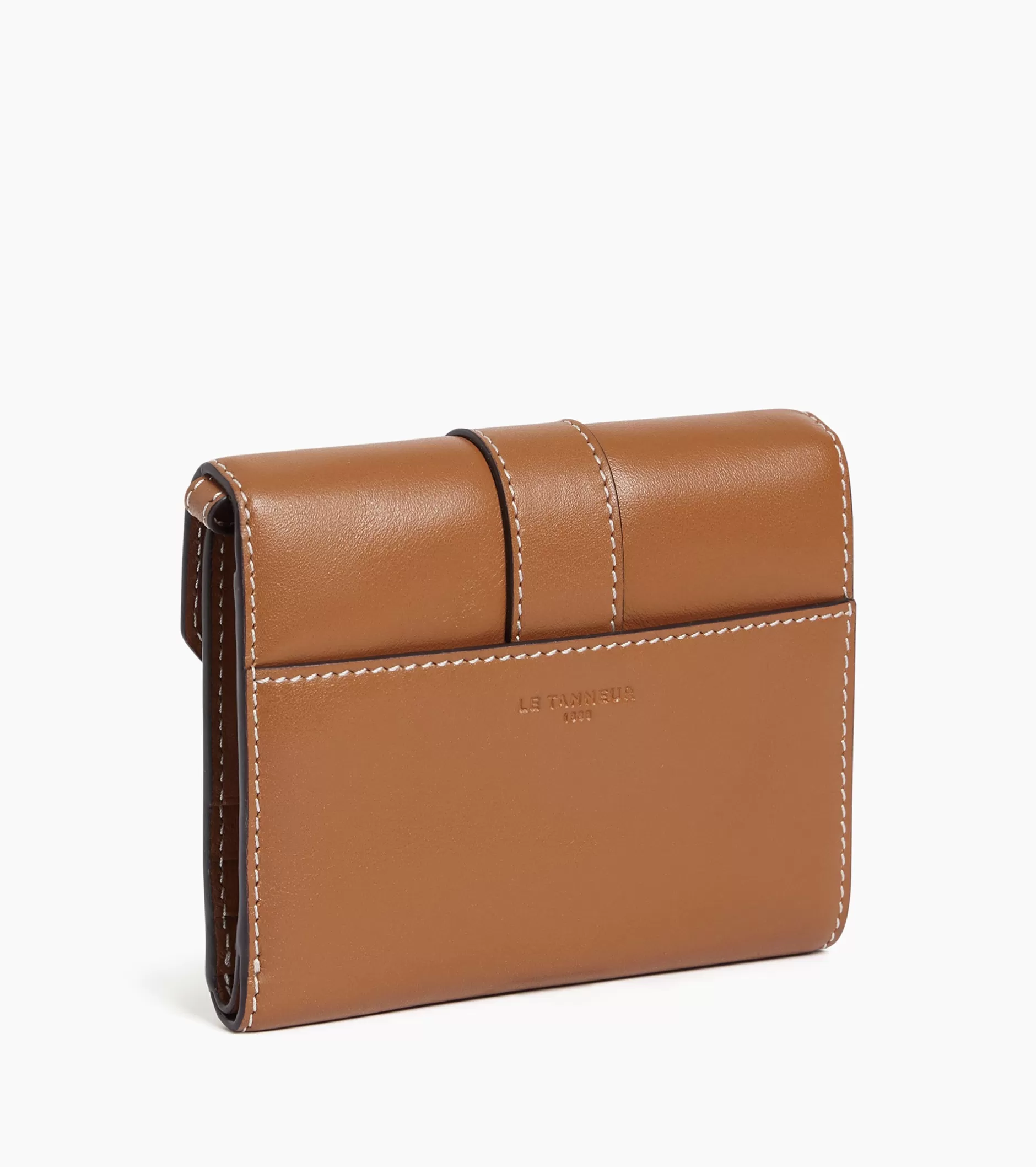 Femme Le Tanneur Porte cartes à bandoulière amovible Pia en cuir lisse - TAN