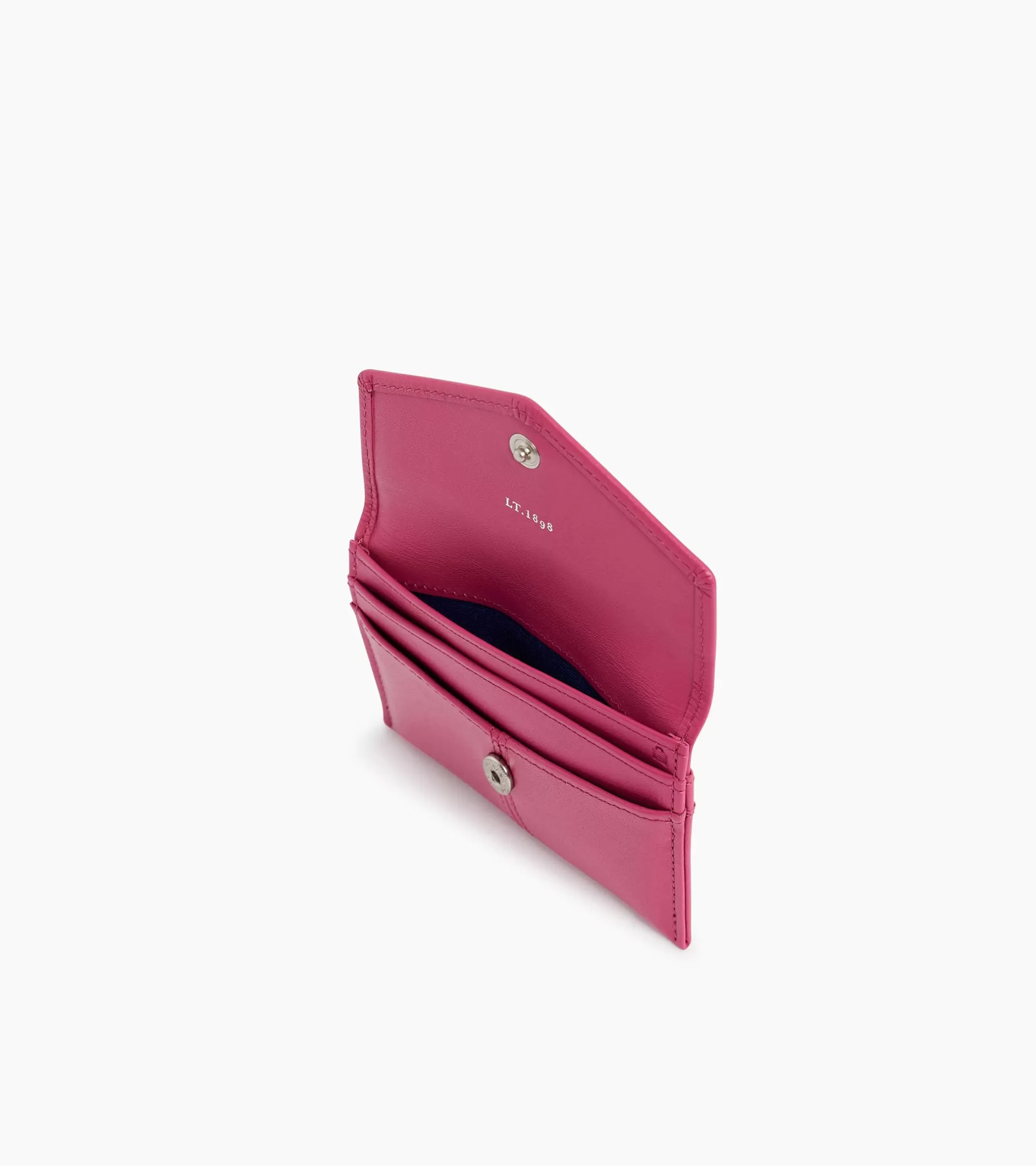 Femme Le Tanneur Porte cartes à rabat Charlotte en cuir lisse - Pink Fuxia