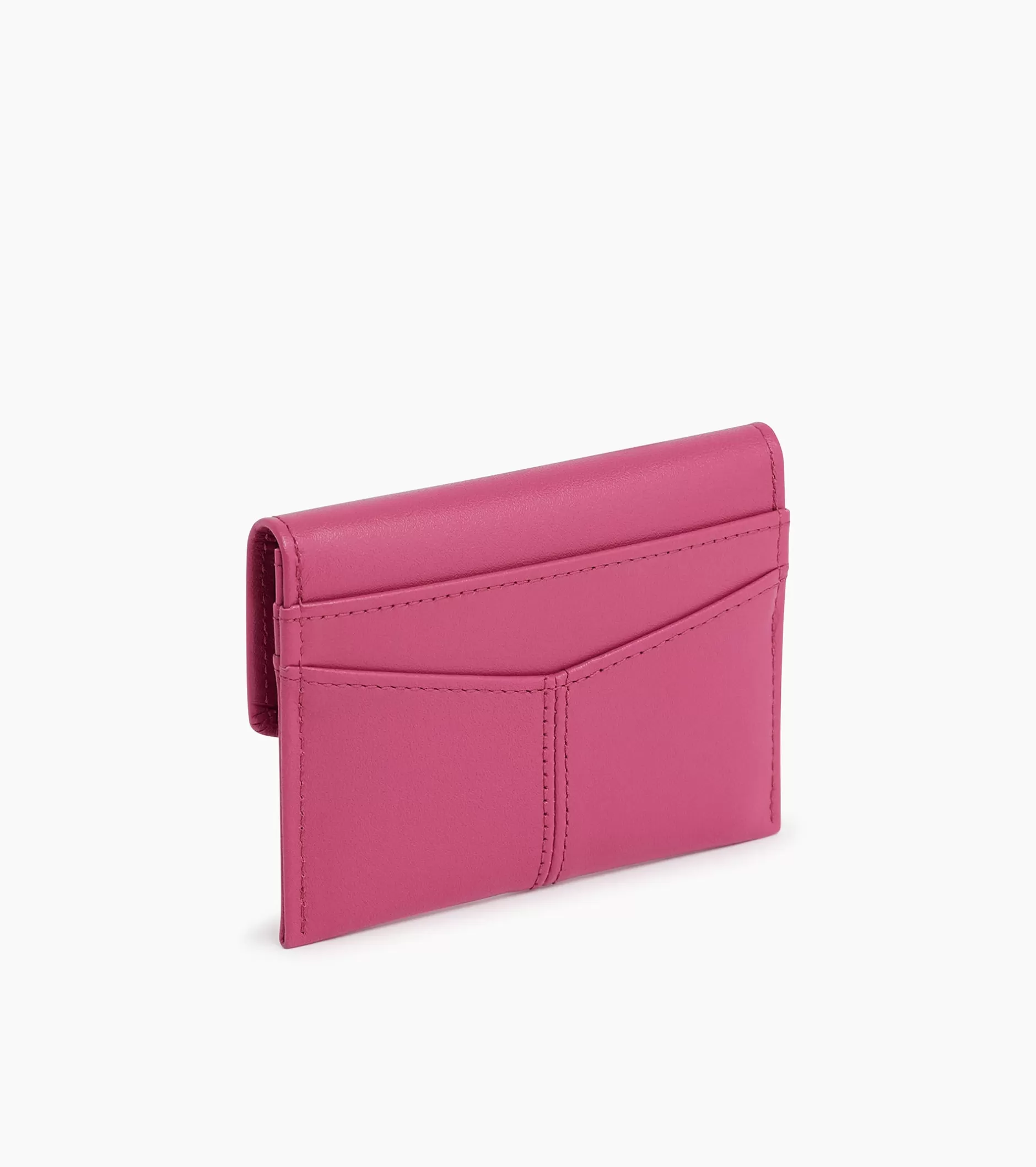 Femme Le Tanneur Porte cartes à rabat Charlotte en cuir lisse - Pink Fuxia