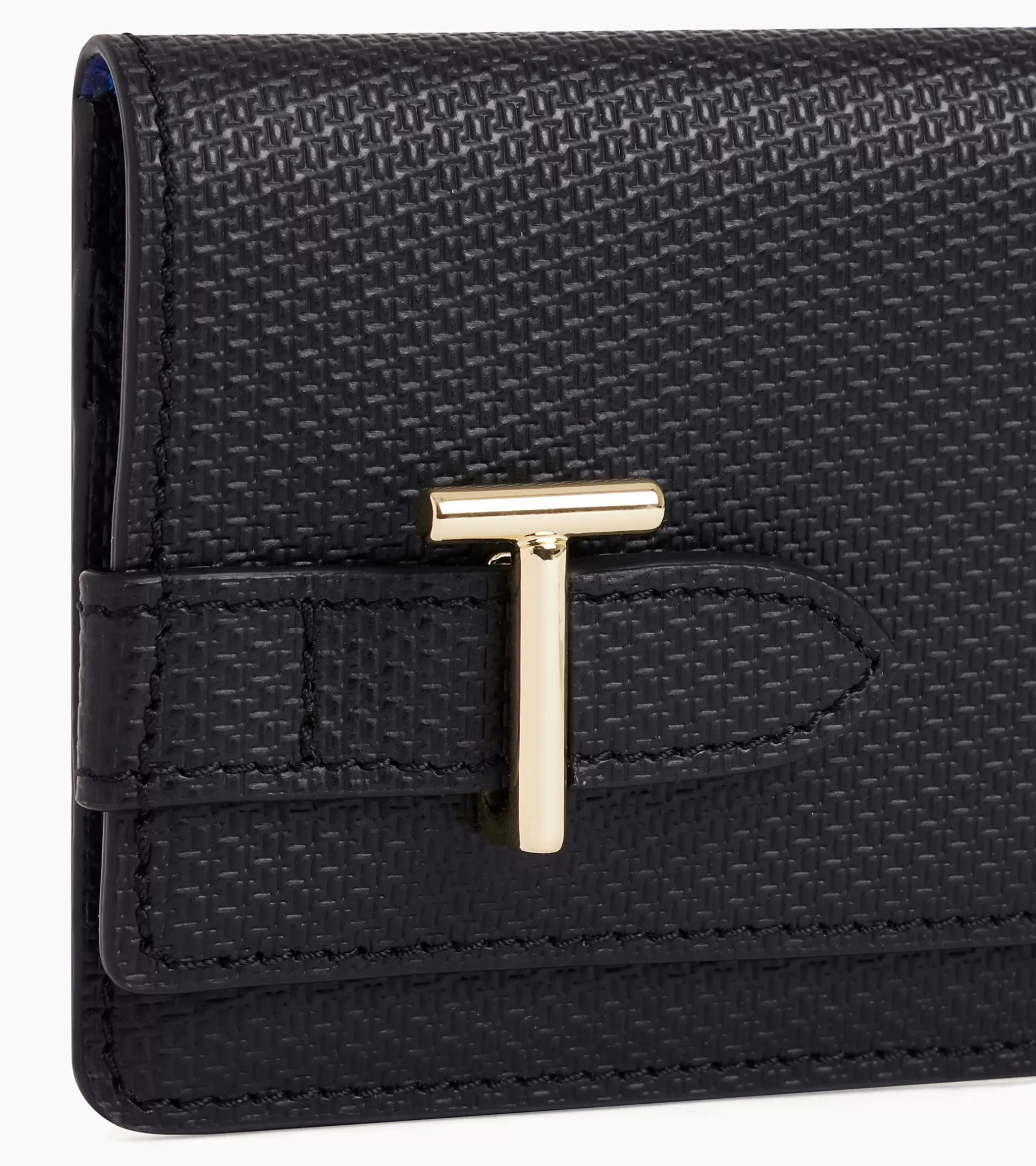 Femme Le Tanneur Porte cartes à rabat Emilie en cuir signature T - Black Le Bleu