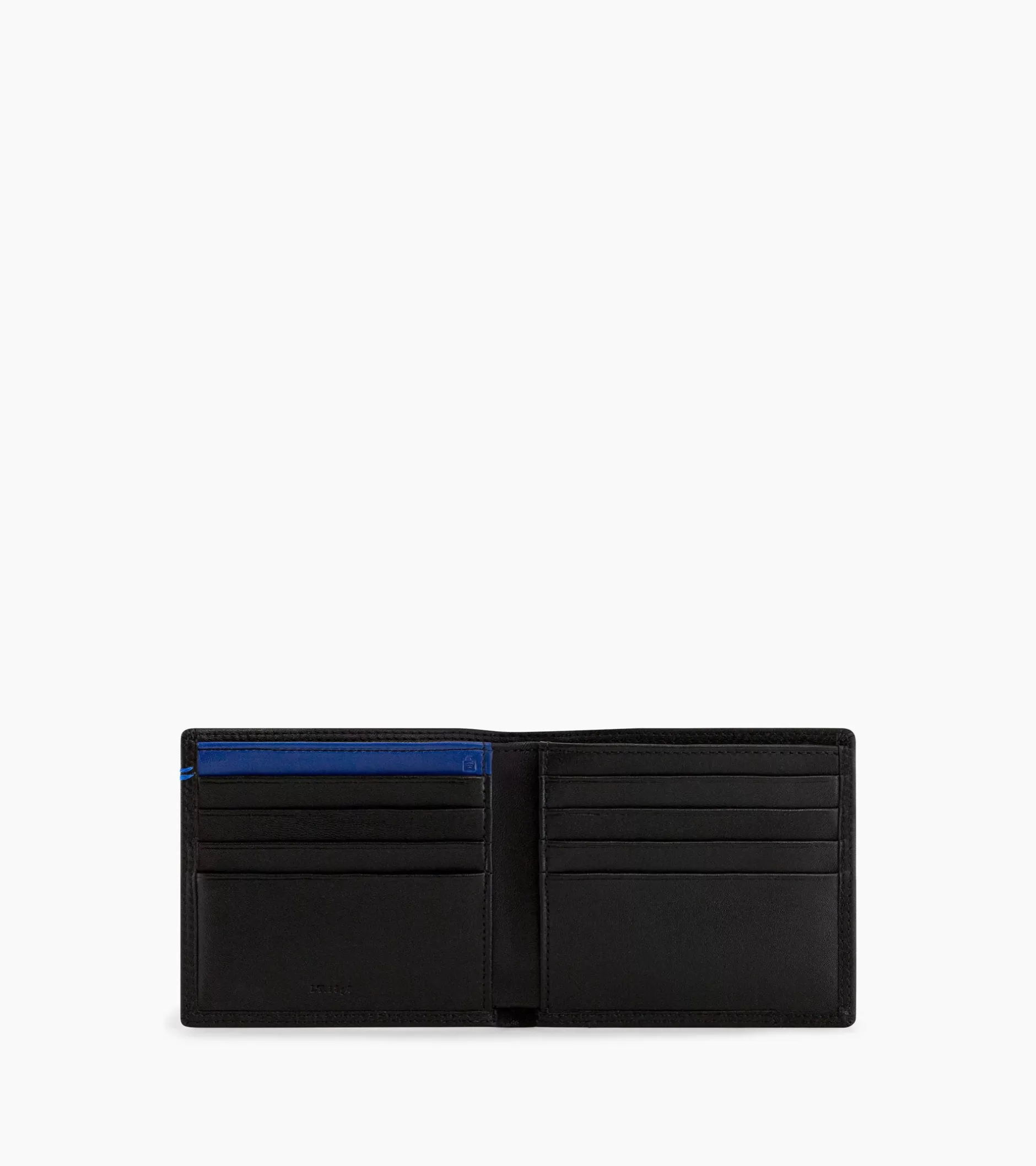 Homme Le Tanneur Porte cartes horizontal avec poche billets Martin en cuir lisse - Black