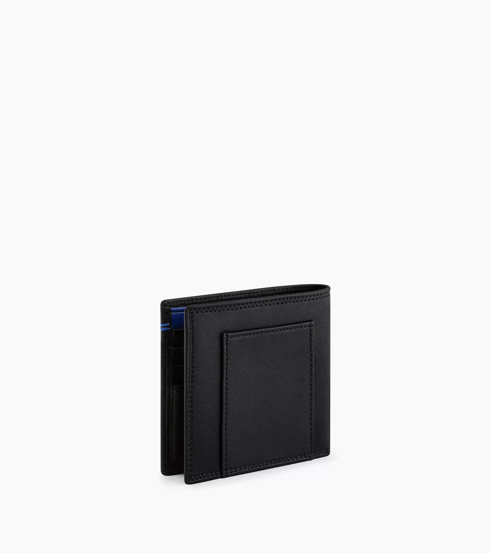 Homme Le Tanneur Porte cartes horizontal avec poche billets Martin en cuir lisse - Black