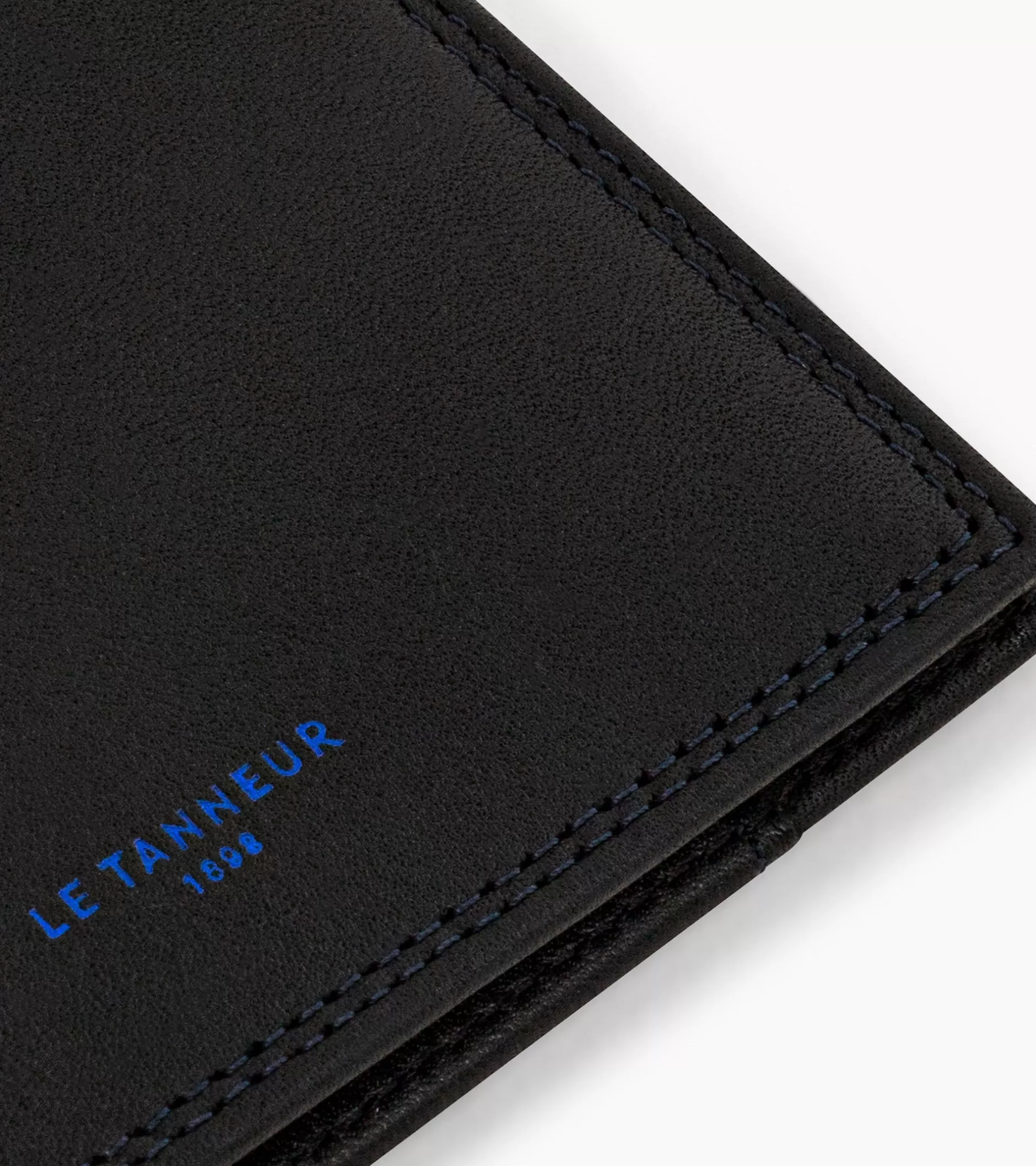Homme Le Tanneur Porte cartes horizontal avec poche billets Martin en cuir lisse - Black
