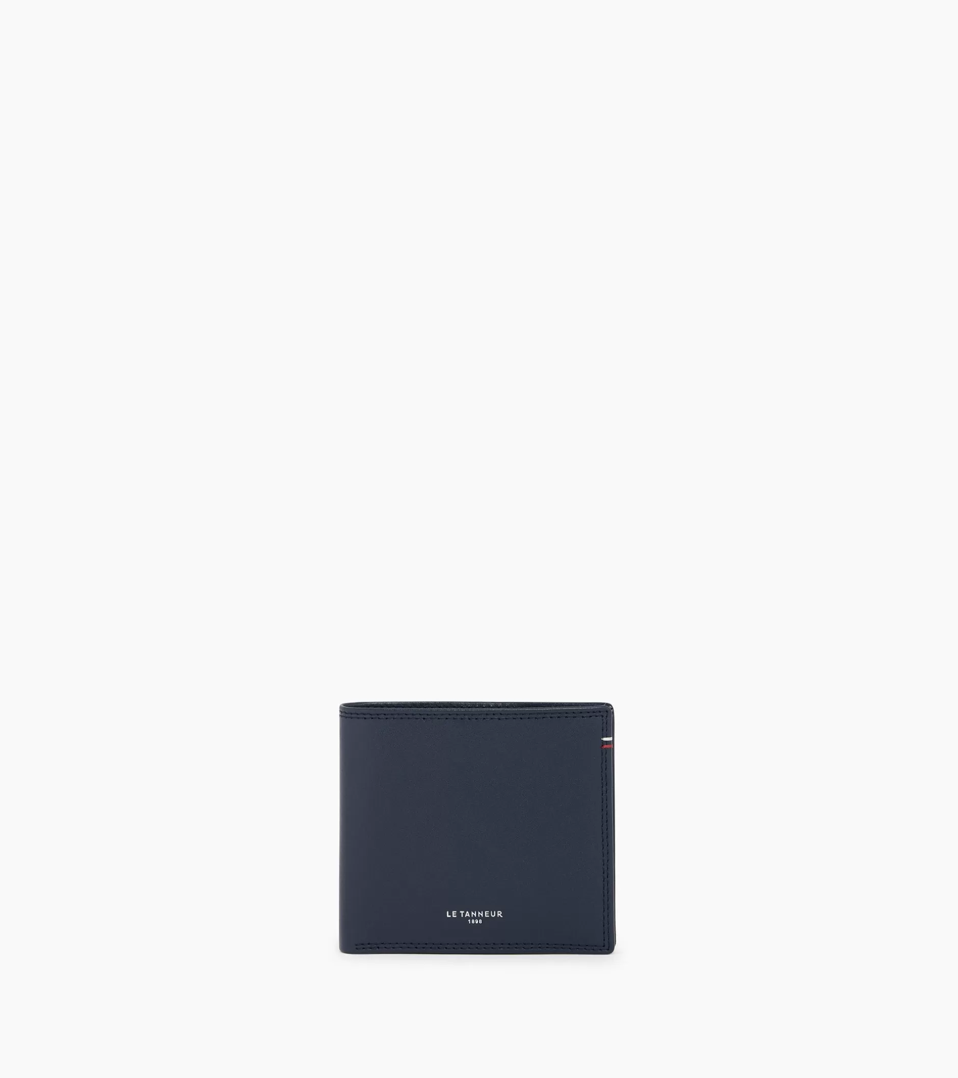 Homme Le Tanneur Porte cartes horizontal avec poche billets Martin en cuir lisse - Blue White Red