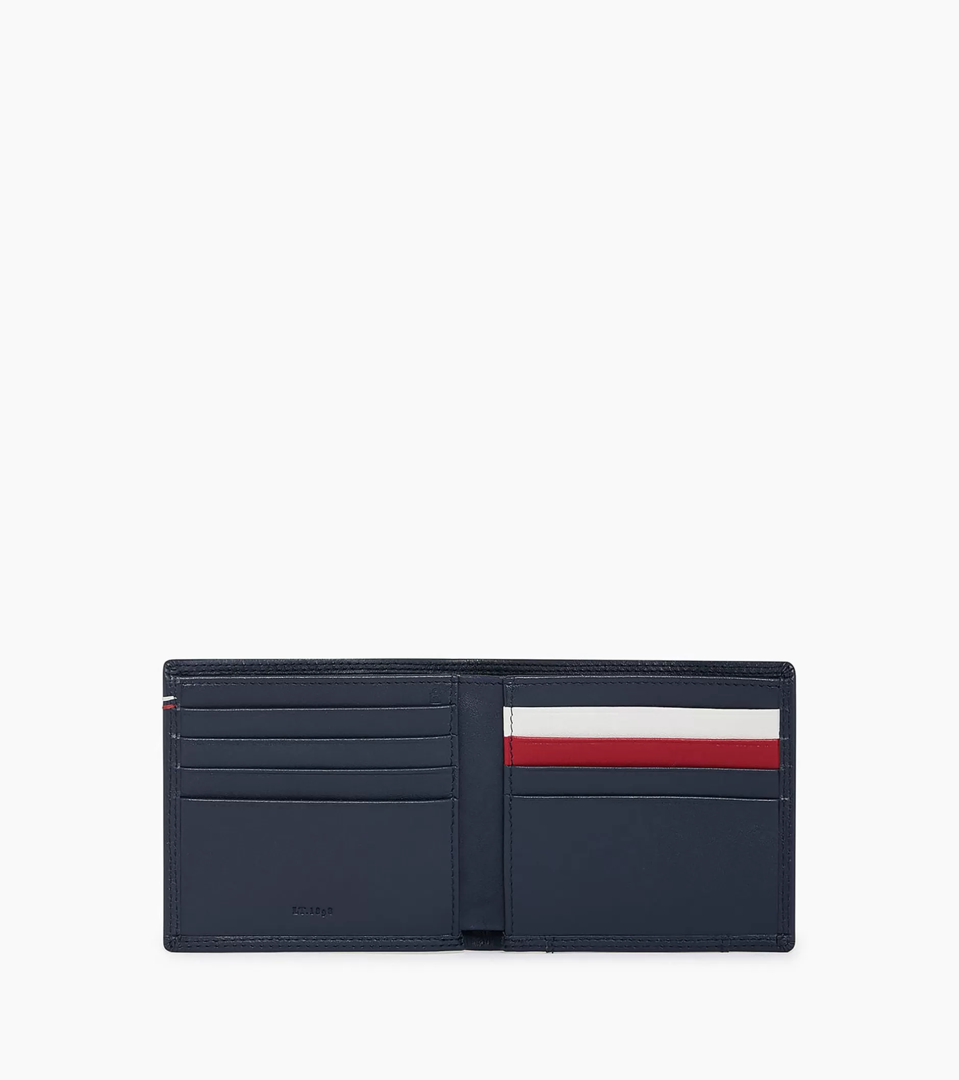 Homme Le Tanneur Porte cartes horizontal avec poche billets Martin en cuir lisse - Blue White Red