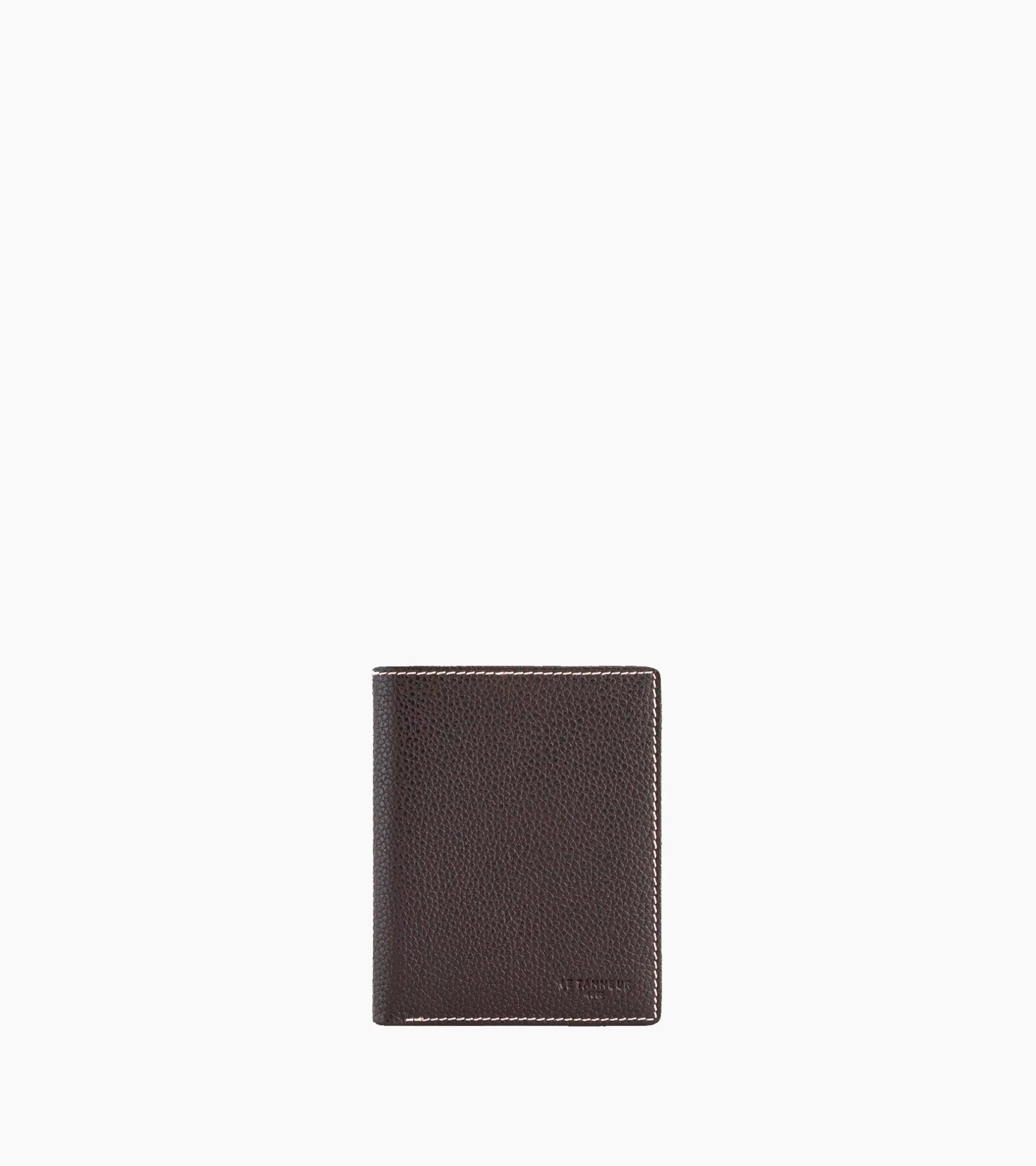 Homme Le Tanneur Porte cartes moyen modèle Charles en cuir grainé - Brown Coffee Chalk White
