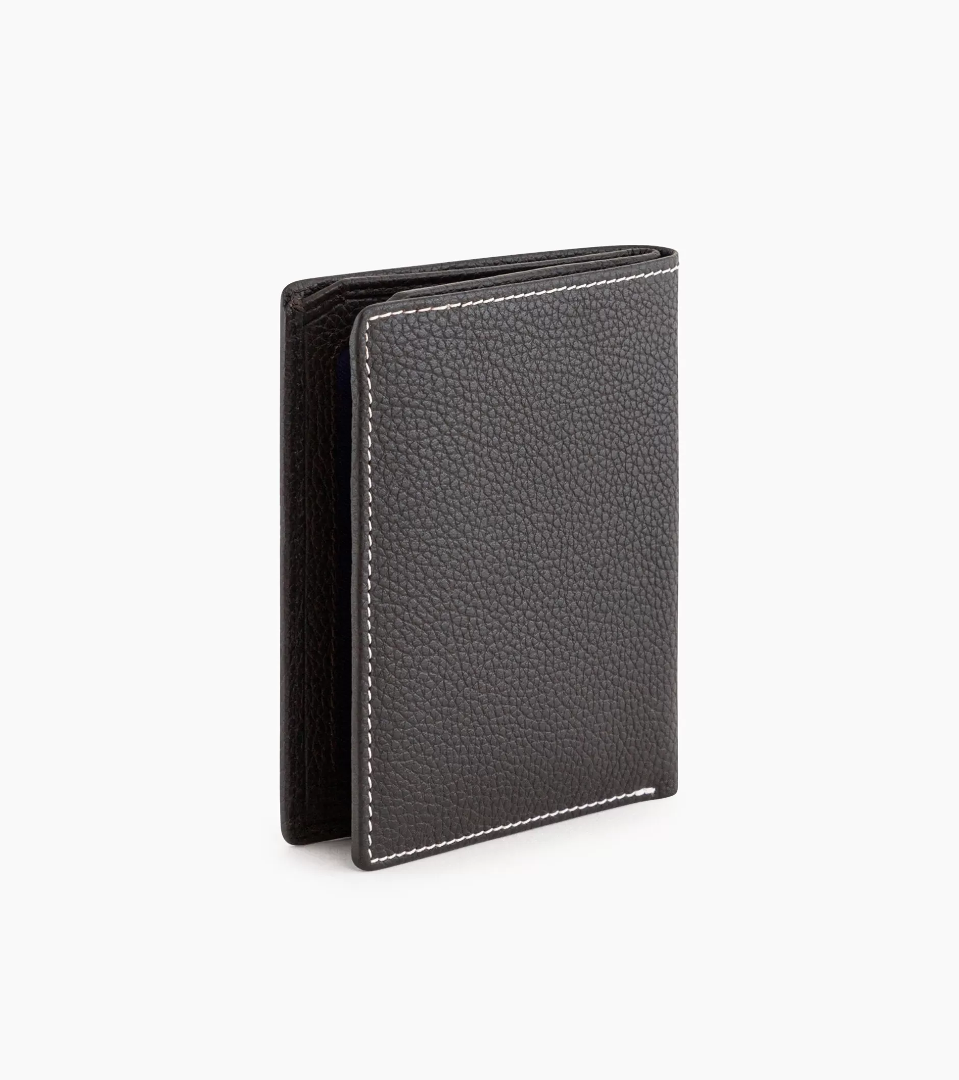 Homme Le Tanneur Porte cartes moyen modèle Charles en cuir grainé - Brown Coffee Chalk White