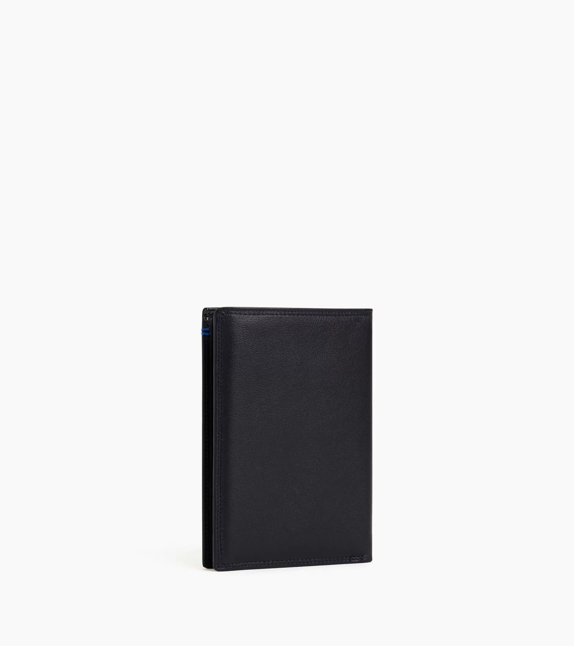 Homme Le Tanneur Porte cartes vertical 2 volets avec poche billets Martin en cuir lisse - Black