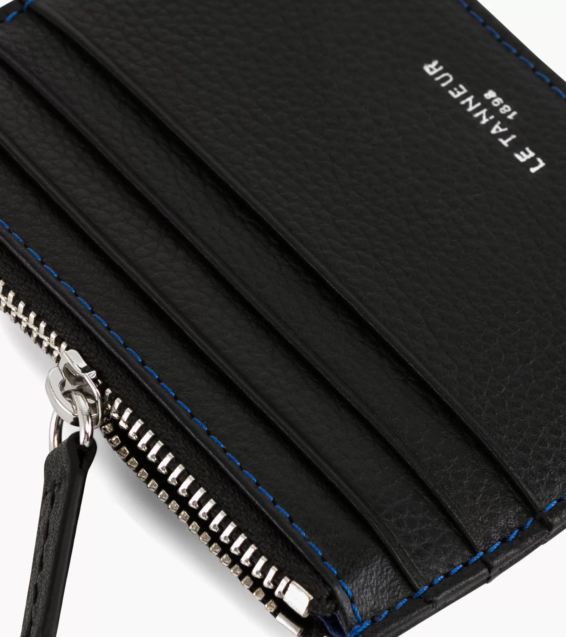 Homme Le Tanneur Porte cartes zippé Charles en cuir grainé - Black Le Bleu