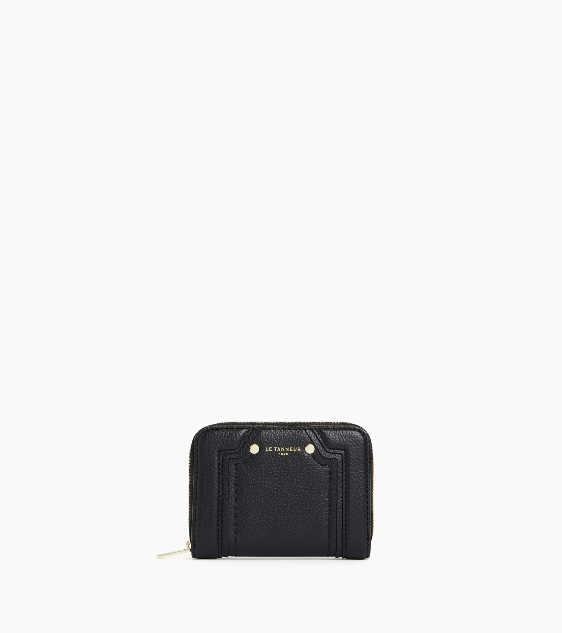 Femme Le Tanneur Porte cartes zippé Ella en cuir grainé - Black