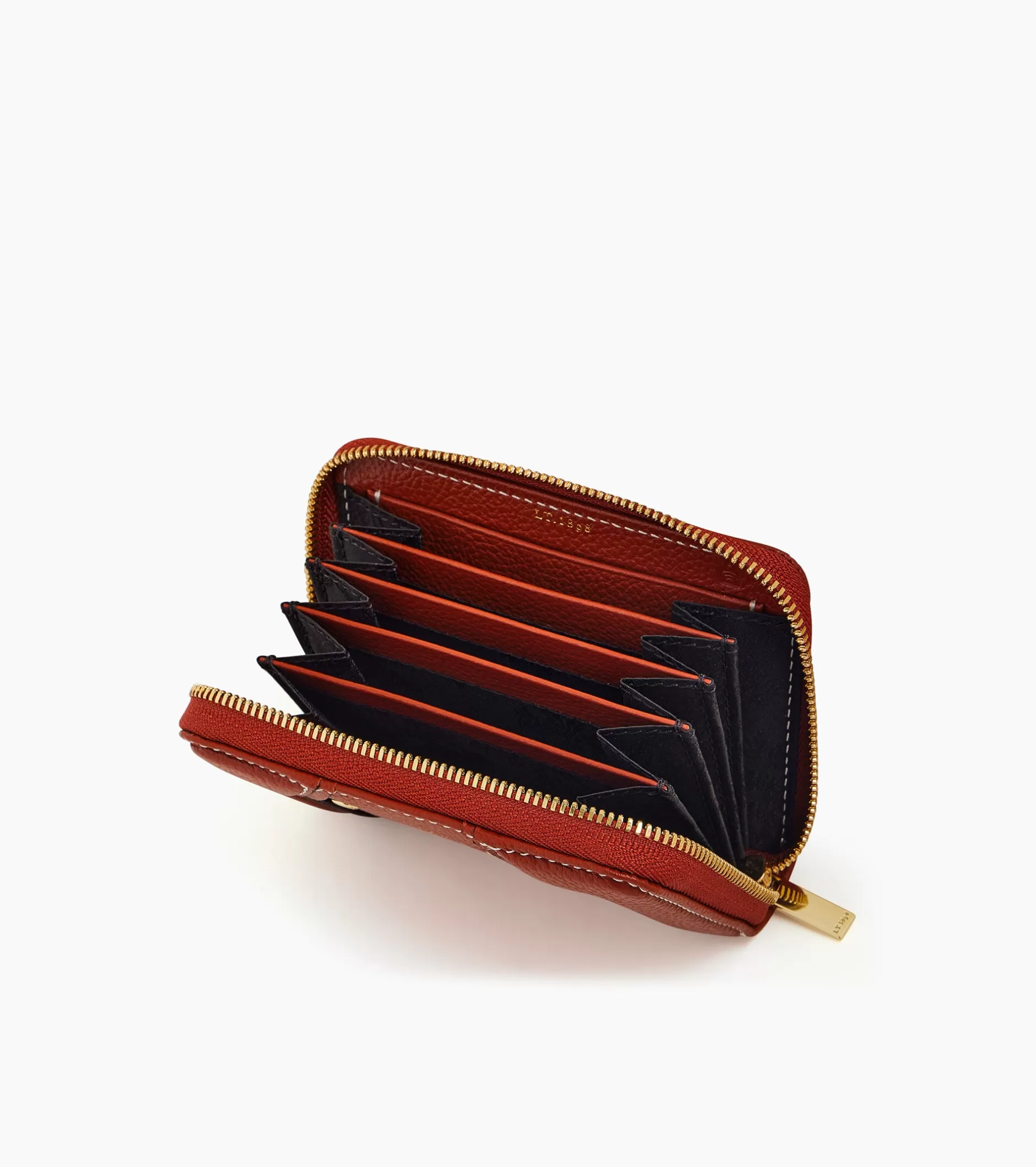 Femme Le Tanneur Porte cartes zippé Ella en cuir grainé - Mahogany Brown