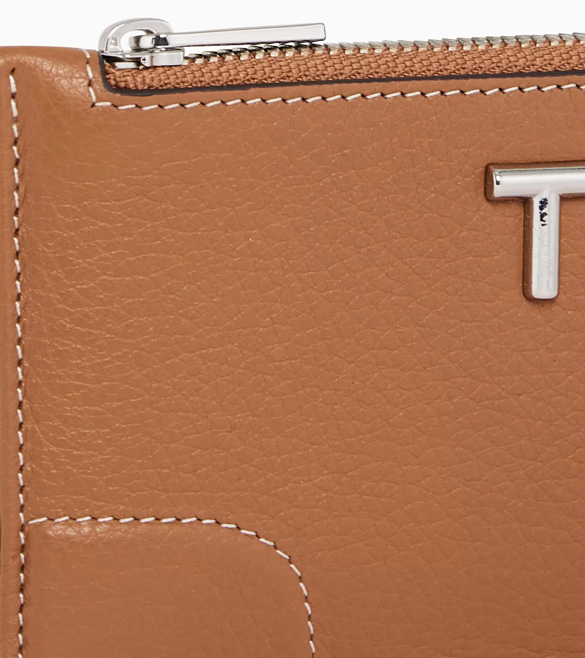 Femme Le Tanneur Porte cartes zippé Romy en cuir grainé - Brown Tan