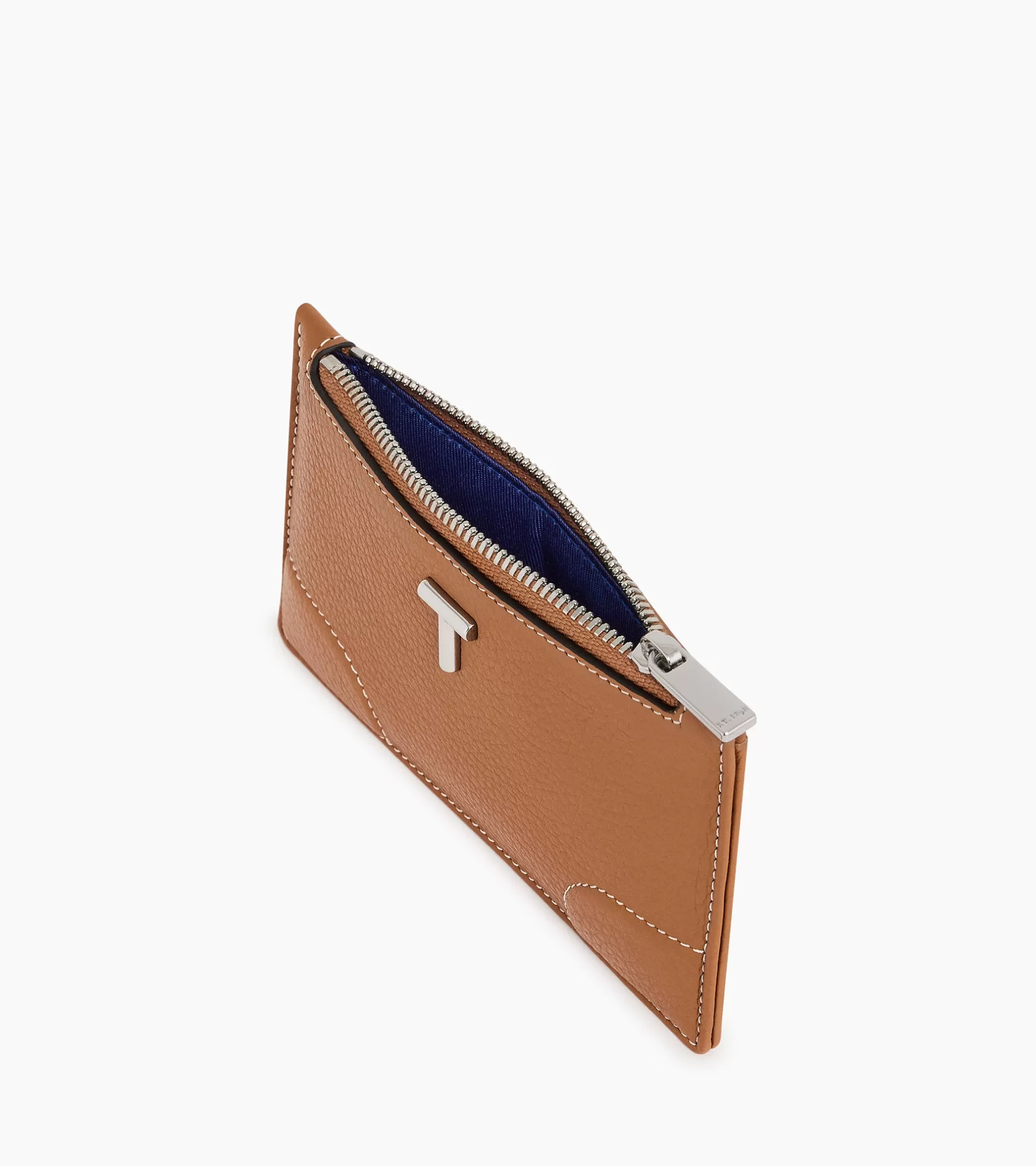 Femme Le Tanneur Porte cartes zippé Romy en cuir grainé - Brown Tan