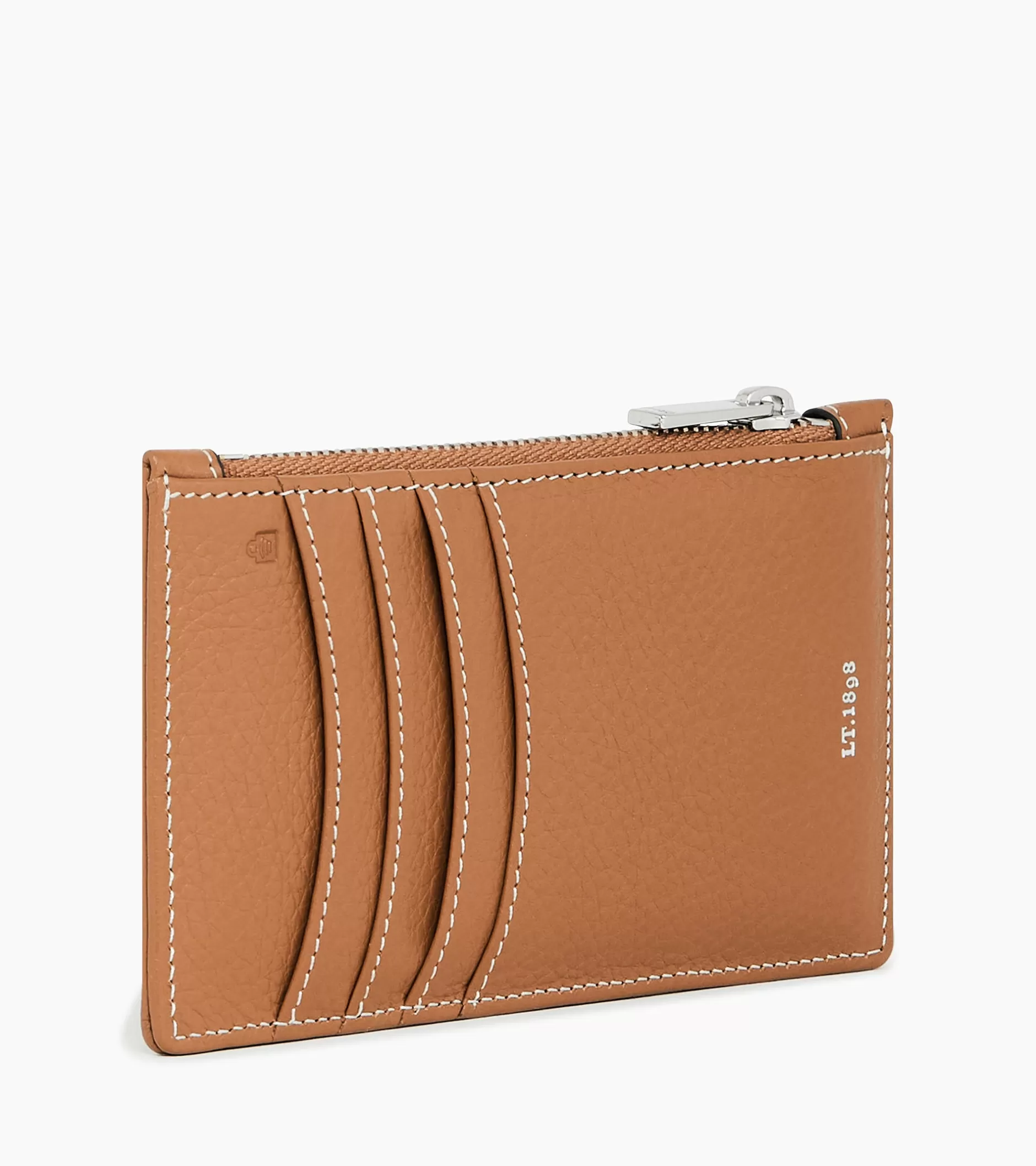 Femme Le Tanneur Porte cartes zippé Romy en cuir grainé - Brown Tan