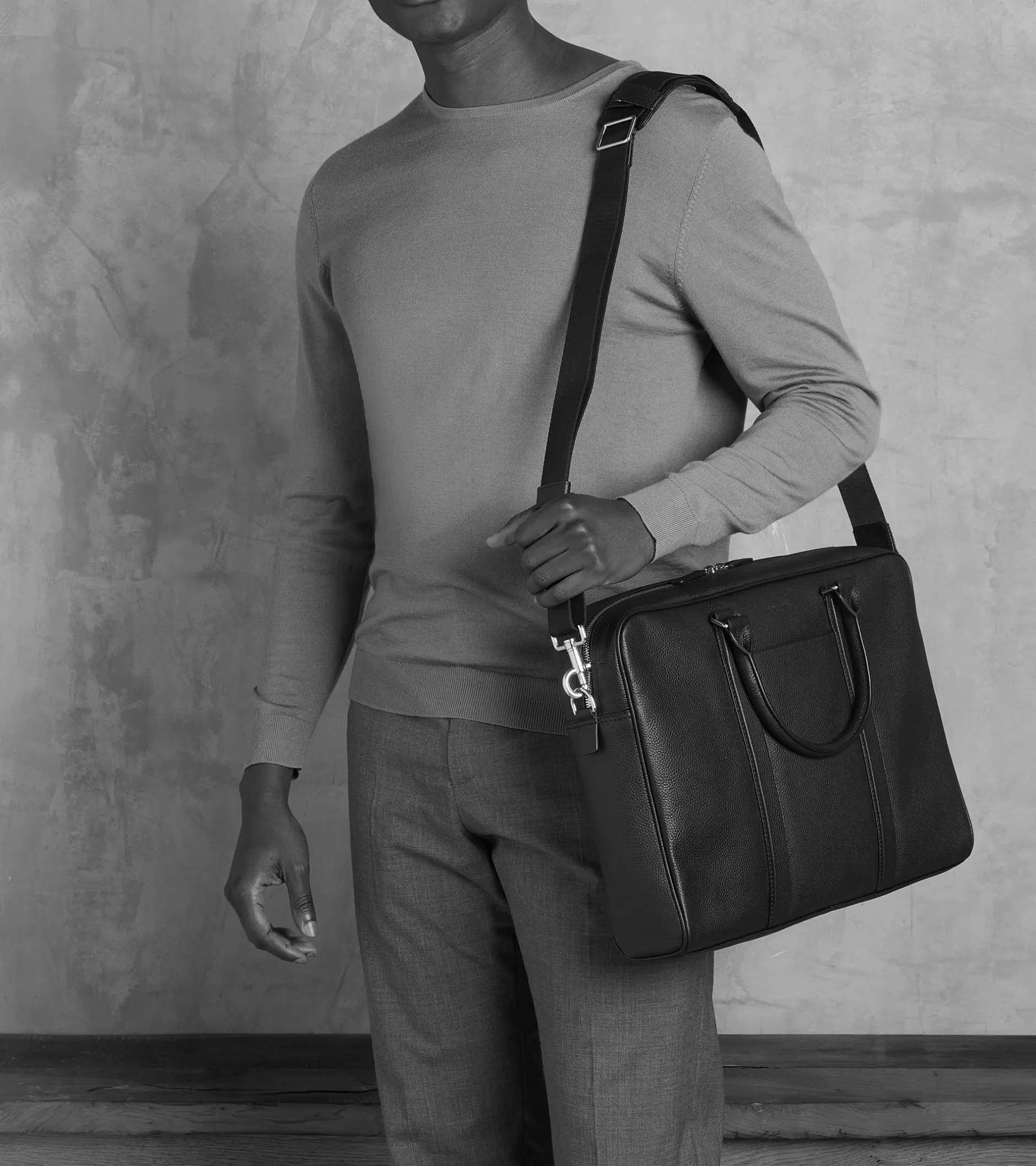 Femme Le Tanneur Porte documents 15" 1 soufflet Charles en cuir grainé - Coffee Brown