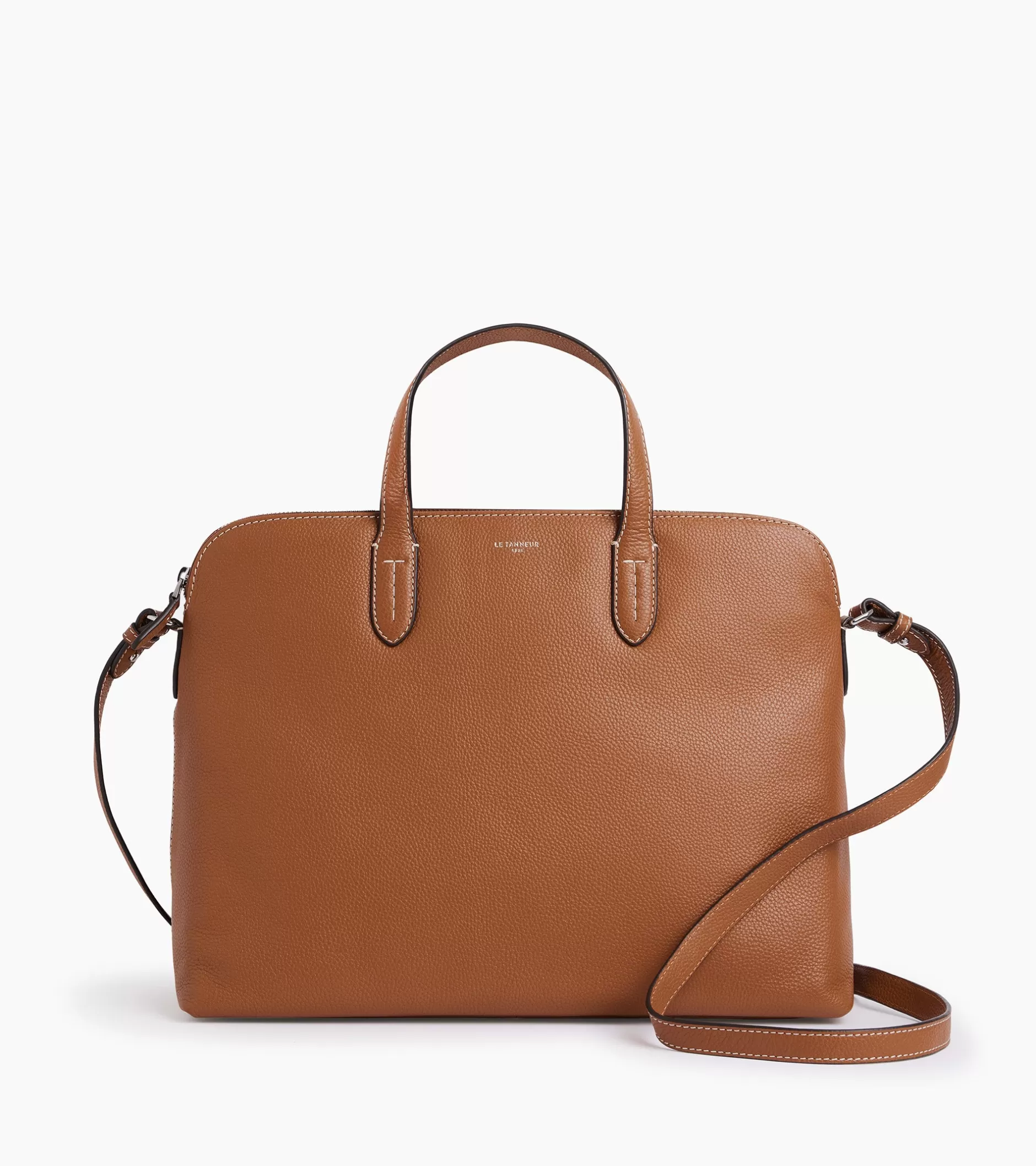Femme Le Tanneur Porte documents 1 soufflet 14" Sophie en cuir grainé - Brown Tan