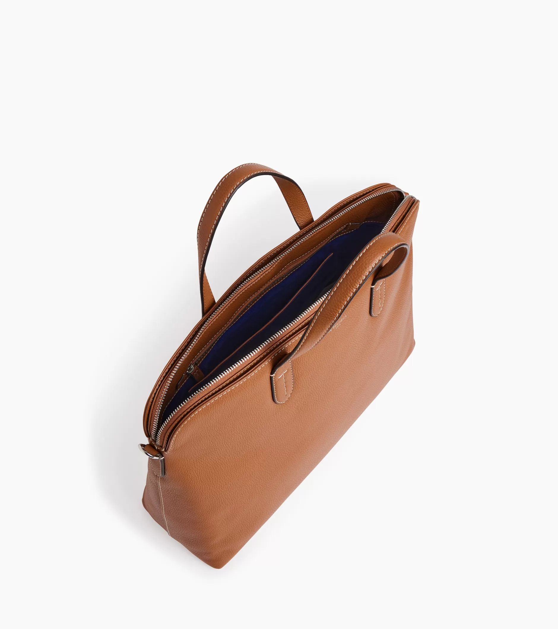 Femme Le Tanneur Porte documents 1 soufflet 14" Sophie en cuir grainé - Brown Tan