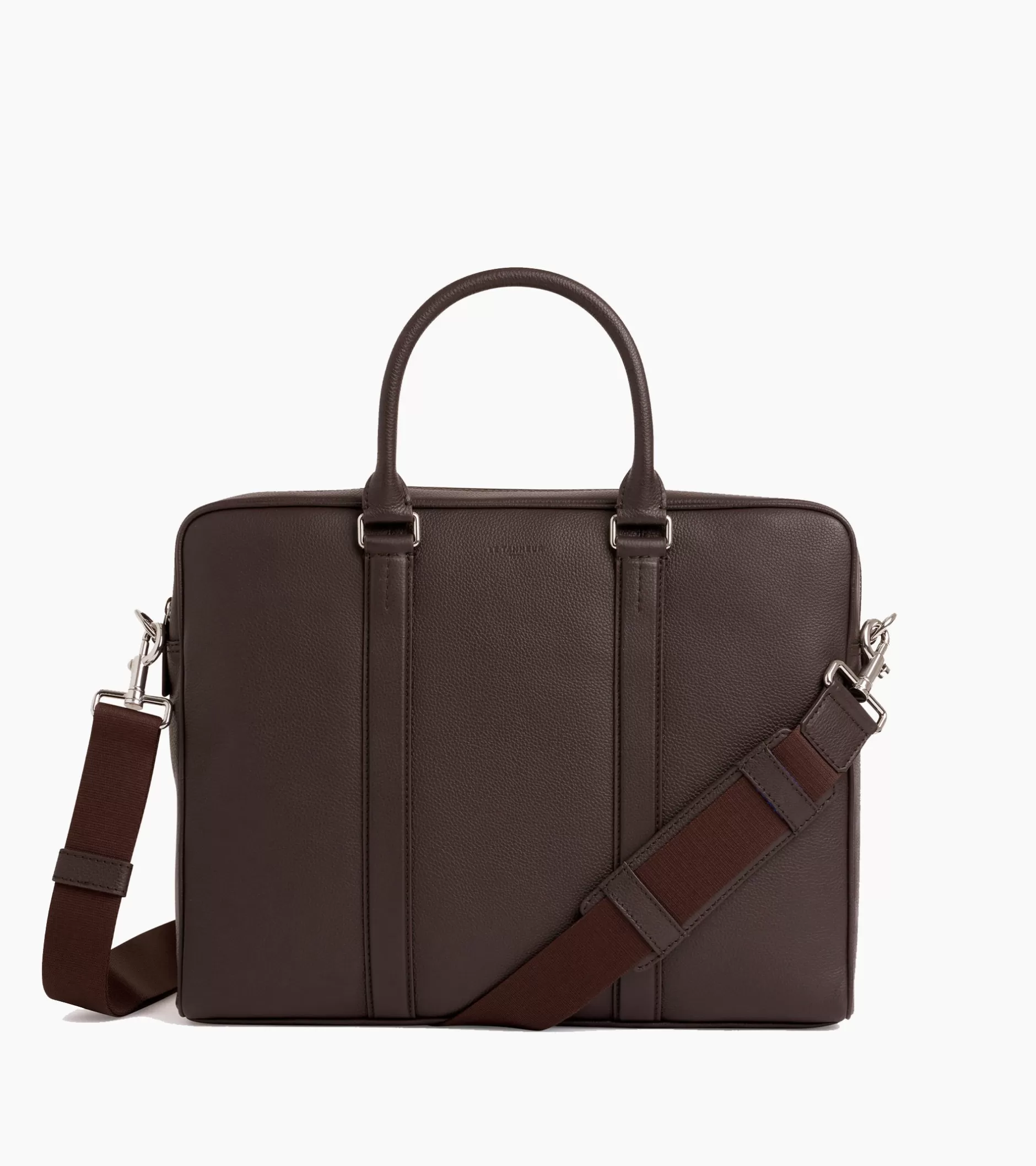 Femme Le Tanneur Porte documents slim 14" Charles en cuir grainé - Coffee Brown