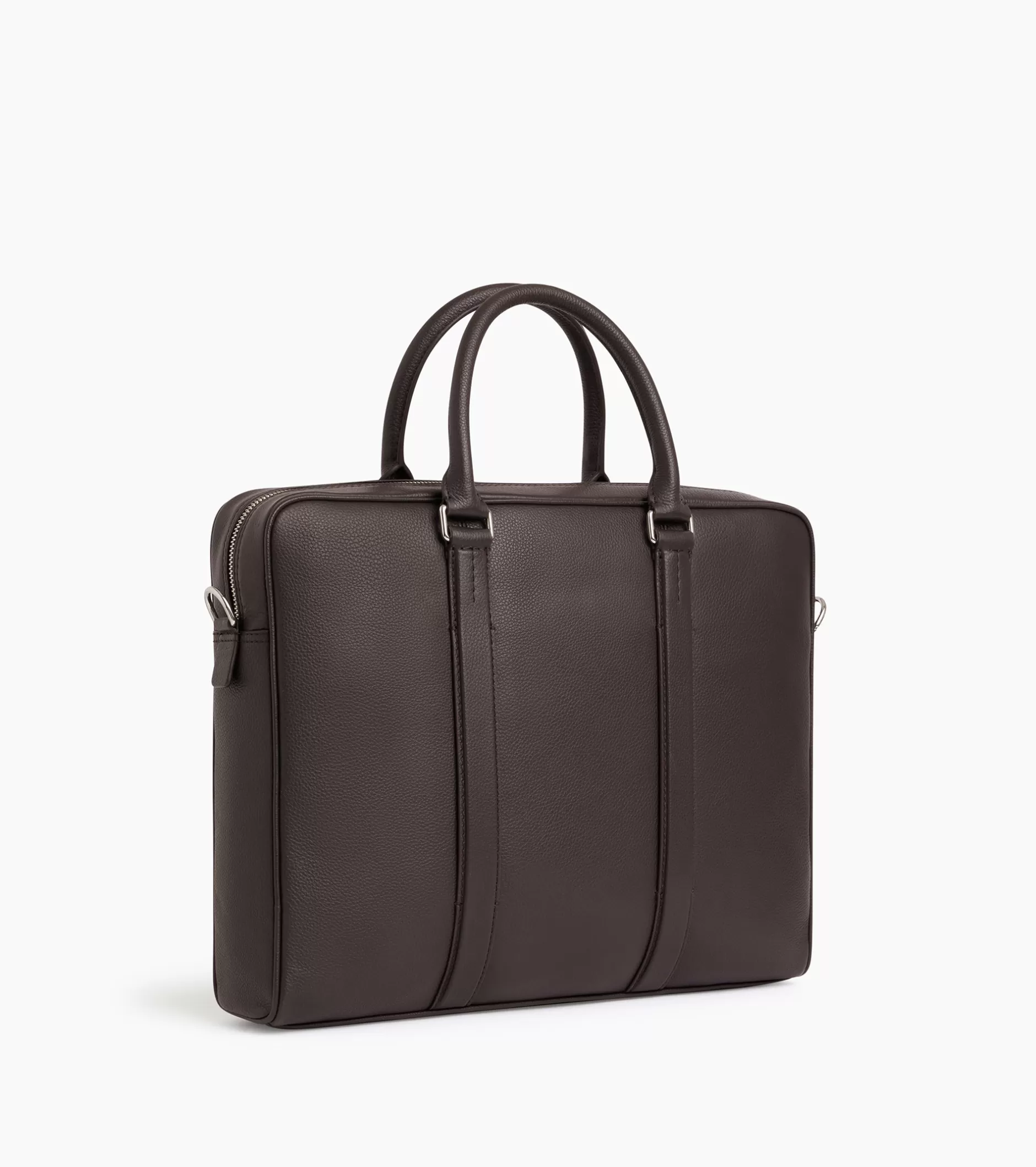 Femme Le Tanneur Porte documents slim 14" Charles en cuir grainé - Coffee Brown