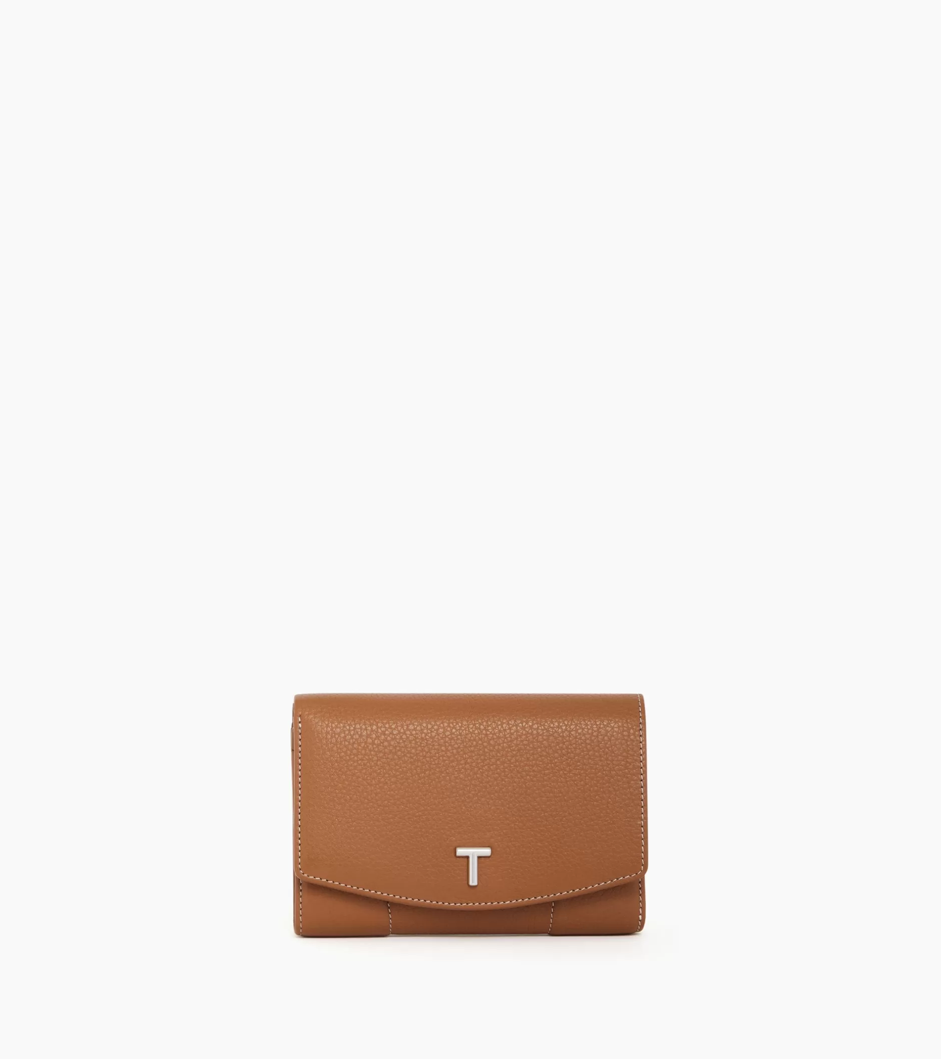 Femme Le Tanneur Porte monnaie à rabat Romy en cuir grainé - Brown Tan