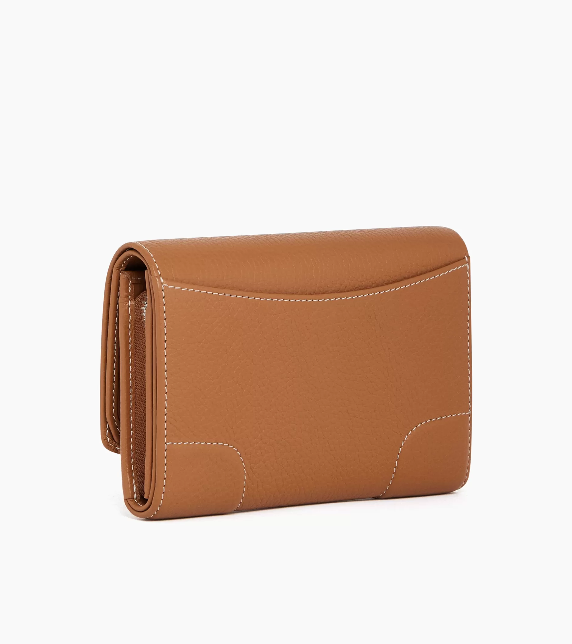 Femme Le Tanneur Porte monnaie à rabat Romy en cuir grainé - Brown Tan