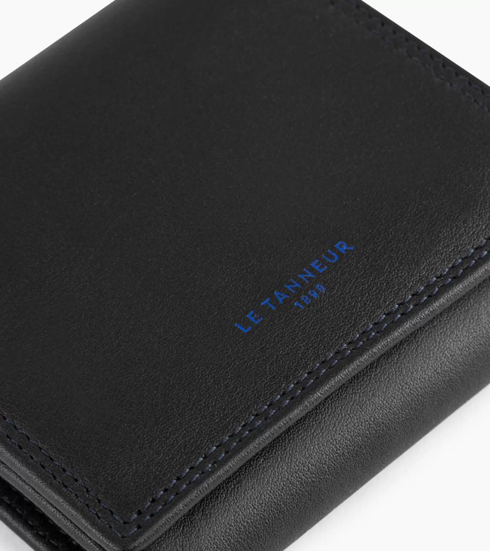Homme Le Tanneur Porte monnaie boite avec poche billets Martin en cuir lisse - Black