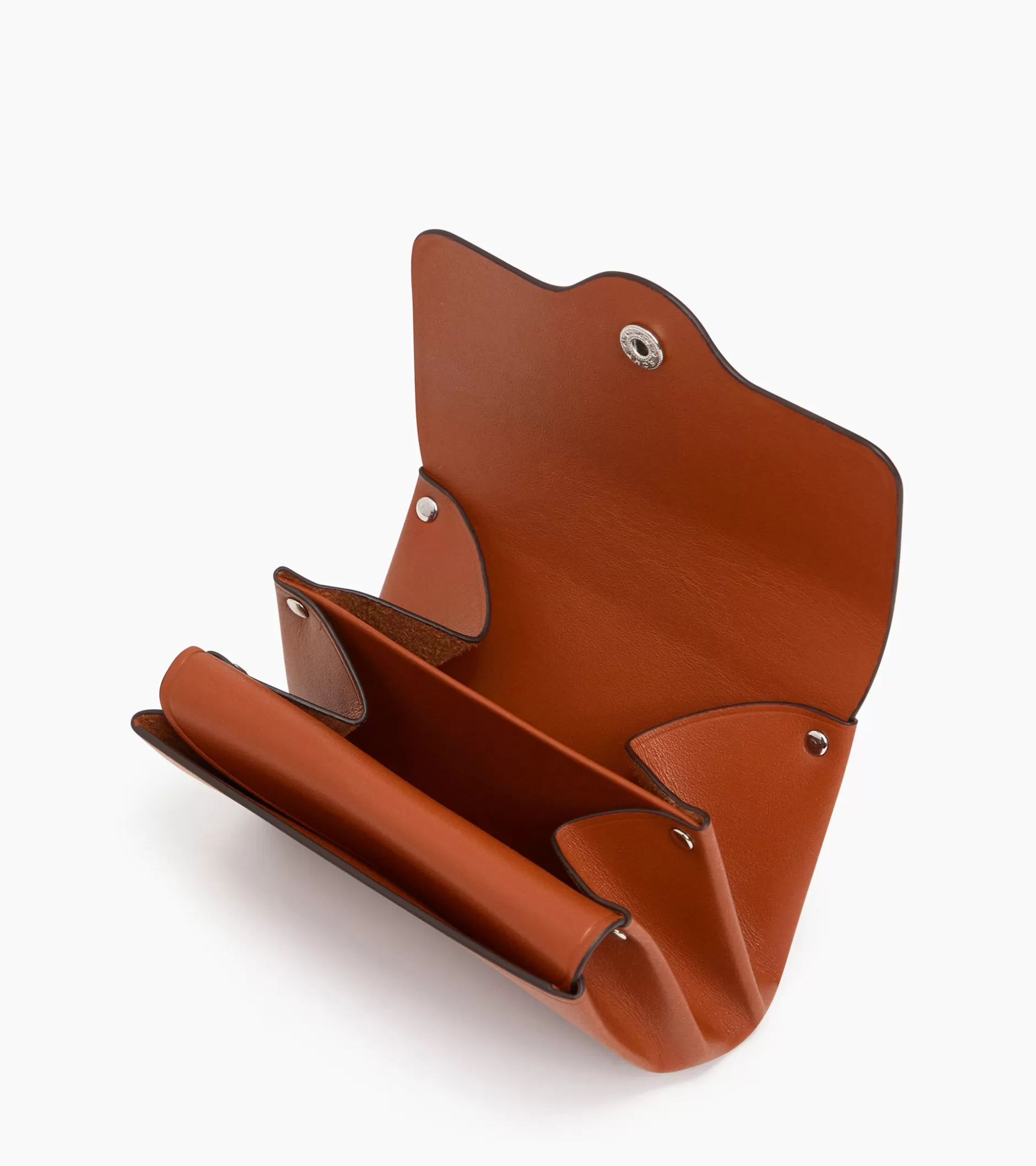 Femme Le Tanneur Porte monnaie Sans couture en cuir lisse - Mahogany Brown