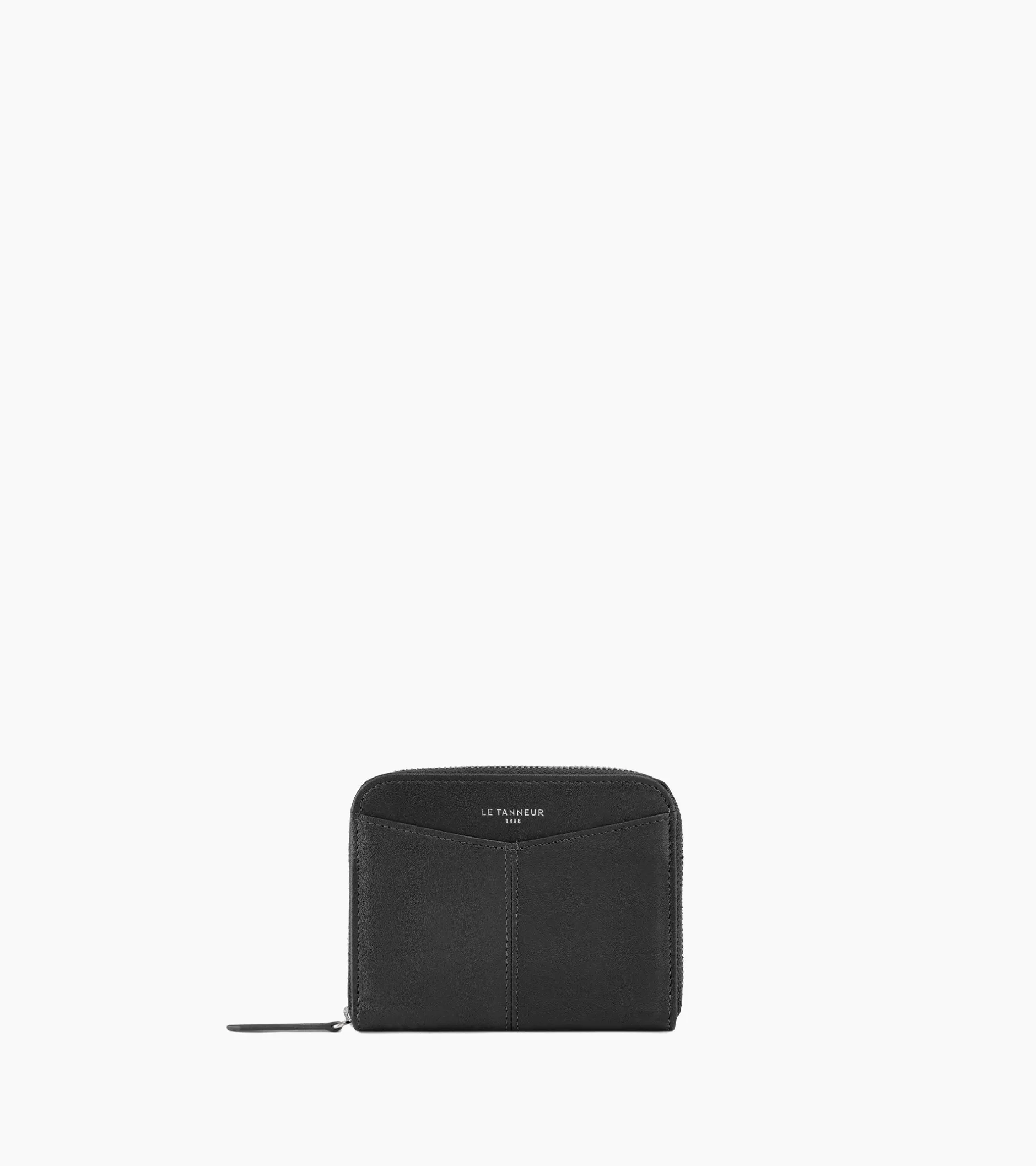 Femme Le Tanneur Porte monnaie zippé avec porte cartes amovible Charlotte en cuir lisse - Black