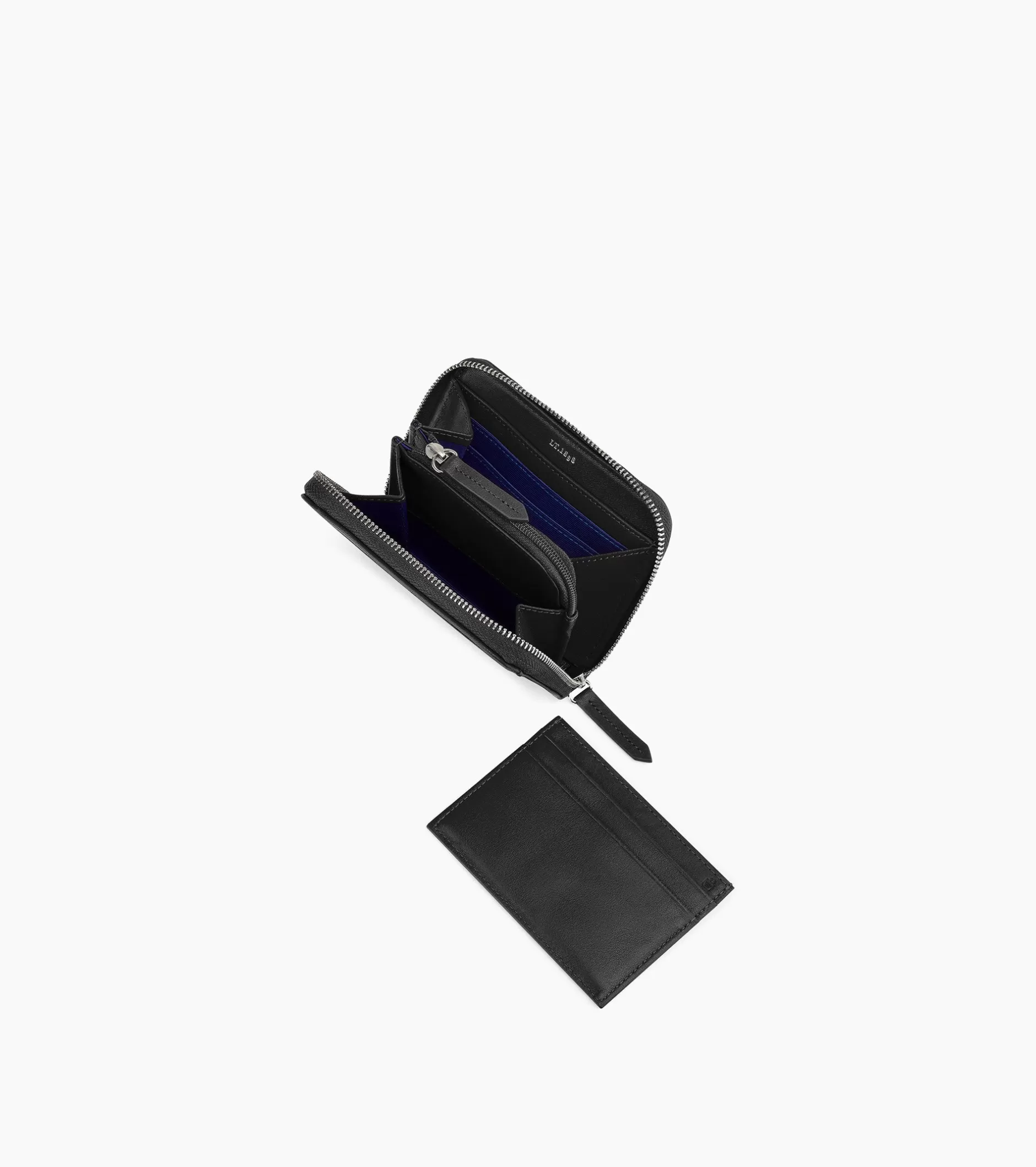 Femme Le Tanneur Porte monnaie zippé avec porte cartes amovible Charlotte en cuir lisse - Black