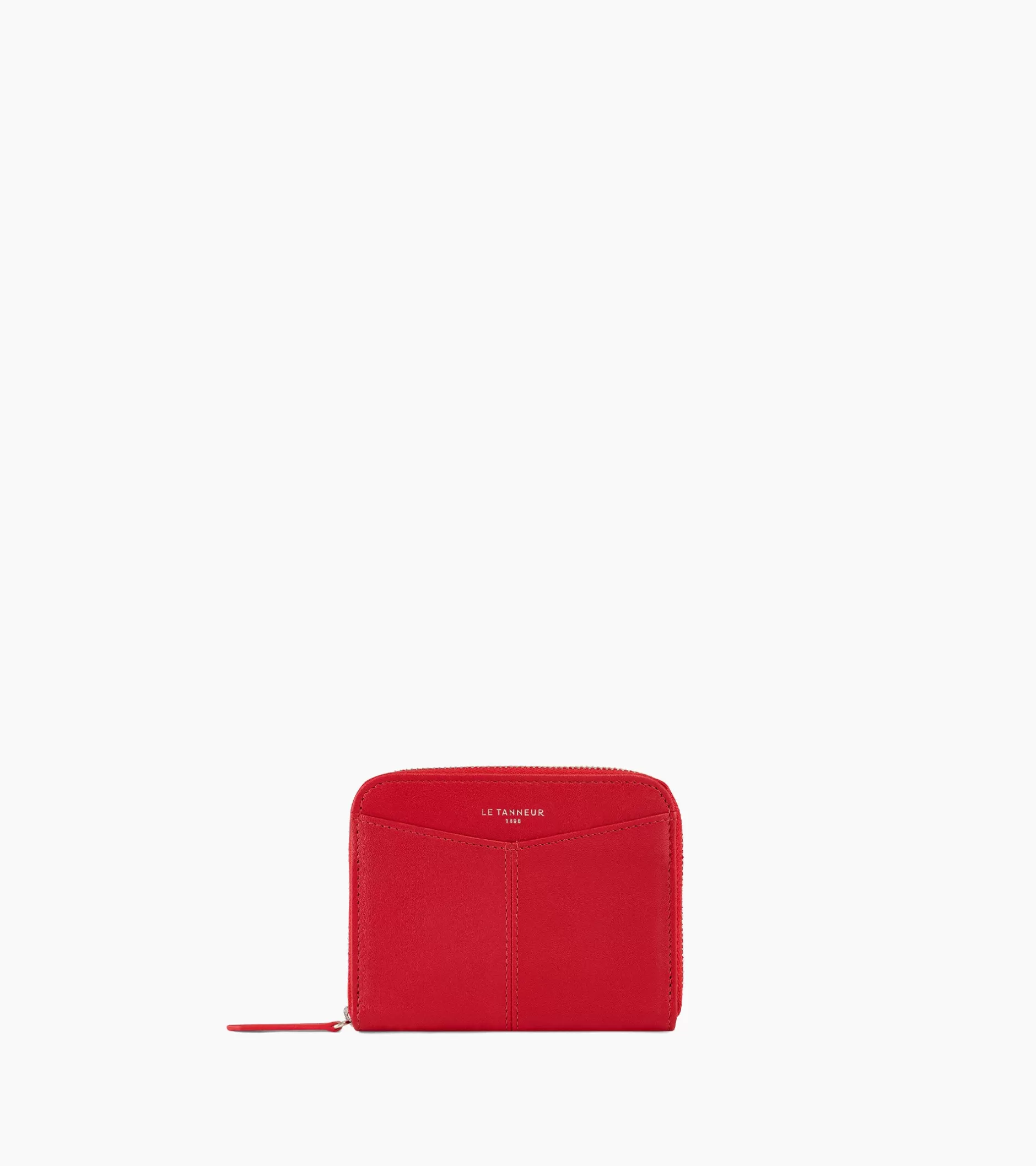 Femme Le Tanneur Porte monnaie zippé avec porte cartes amovible Charlotte en cuir lisse - Garnet red