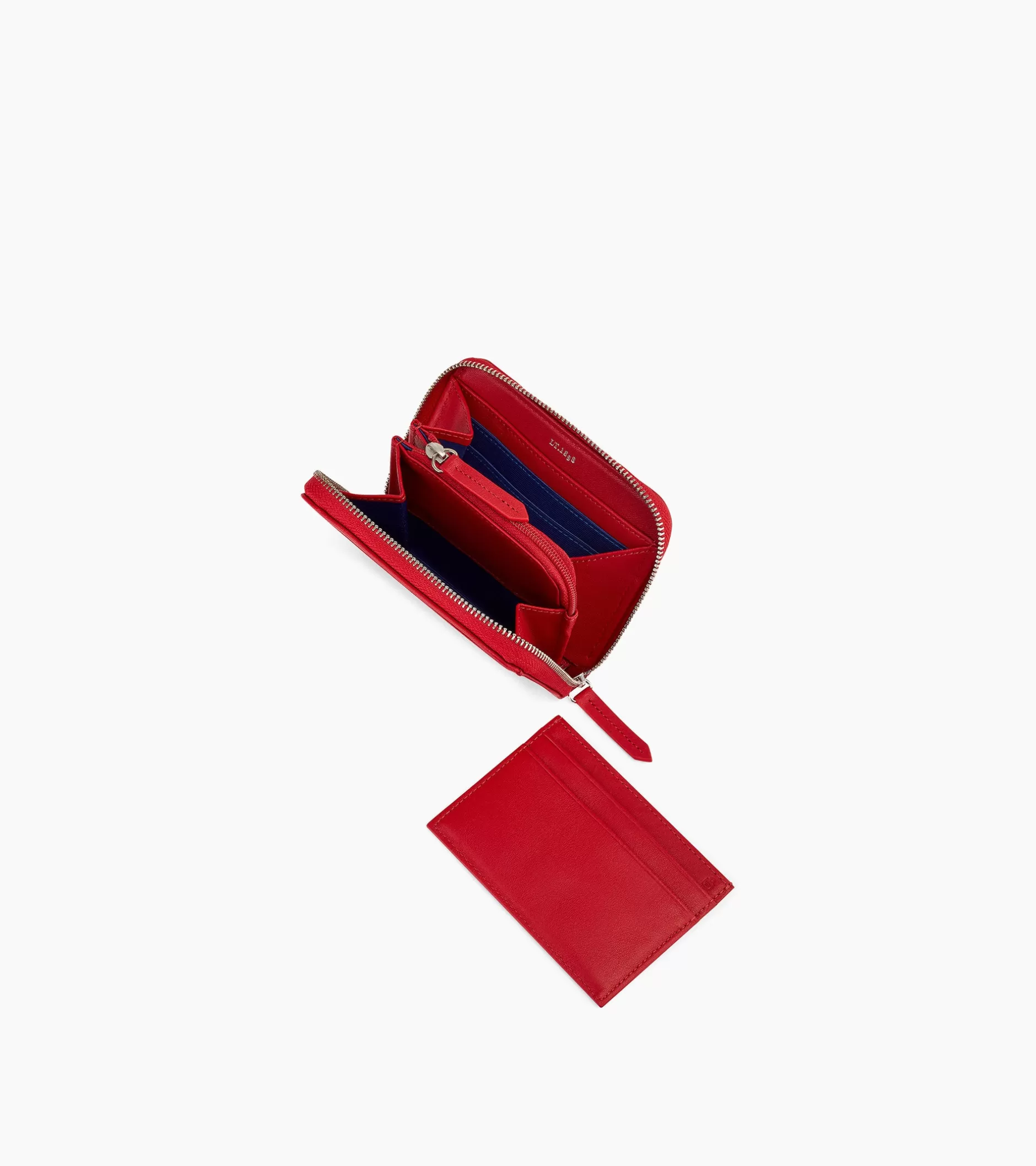 Femme Le Tanneur Porte monnaie zippé avec porte cartes amovible Charlotte en cuir lisse - Garnet red