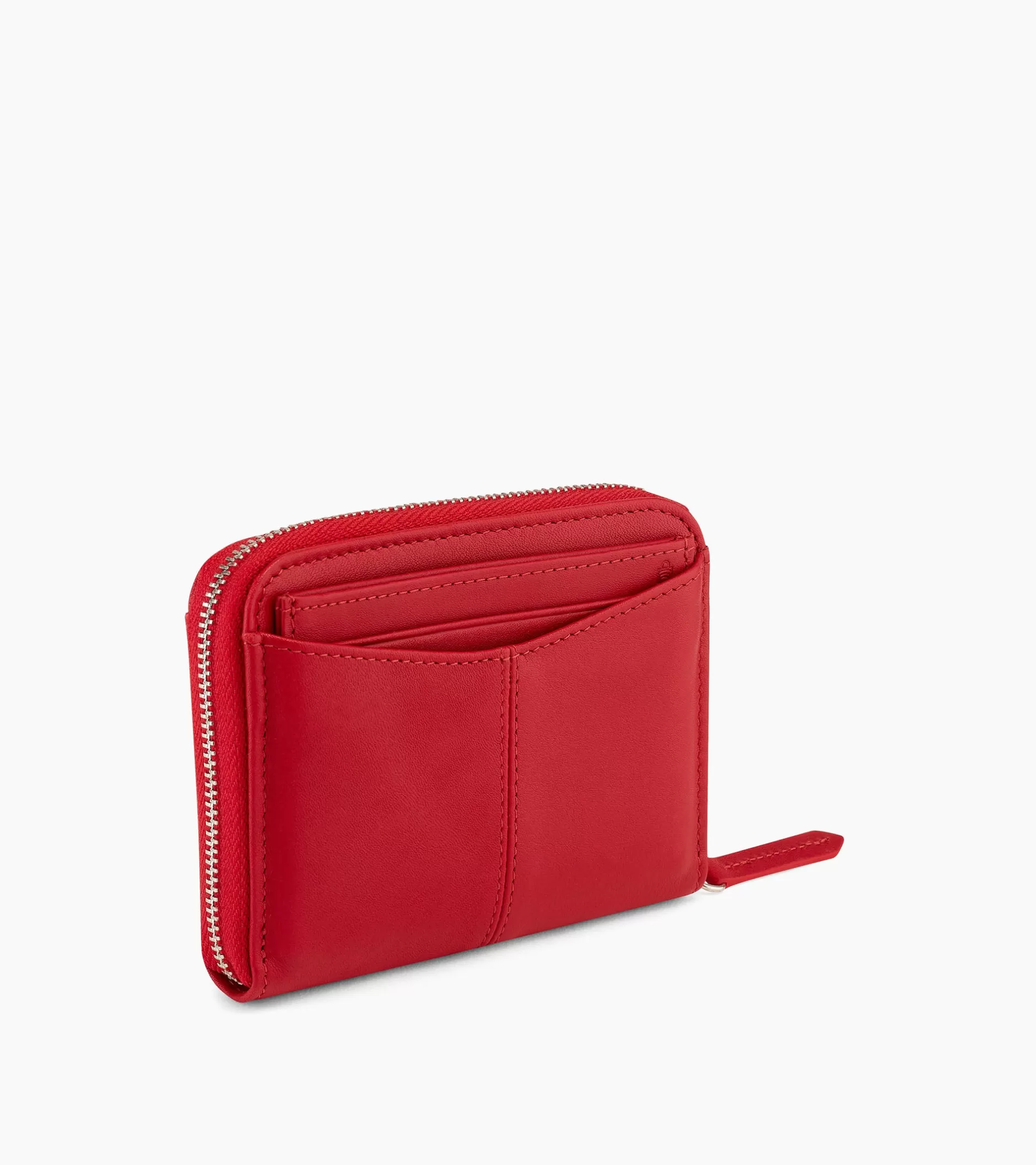 Femme Le Tanneur Porte monnaie zippé avec porte cartes amovible Charlotte en cuir lisse - Garnet red