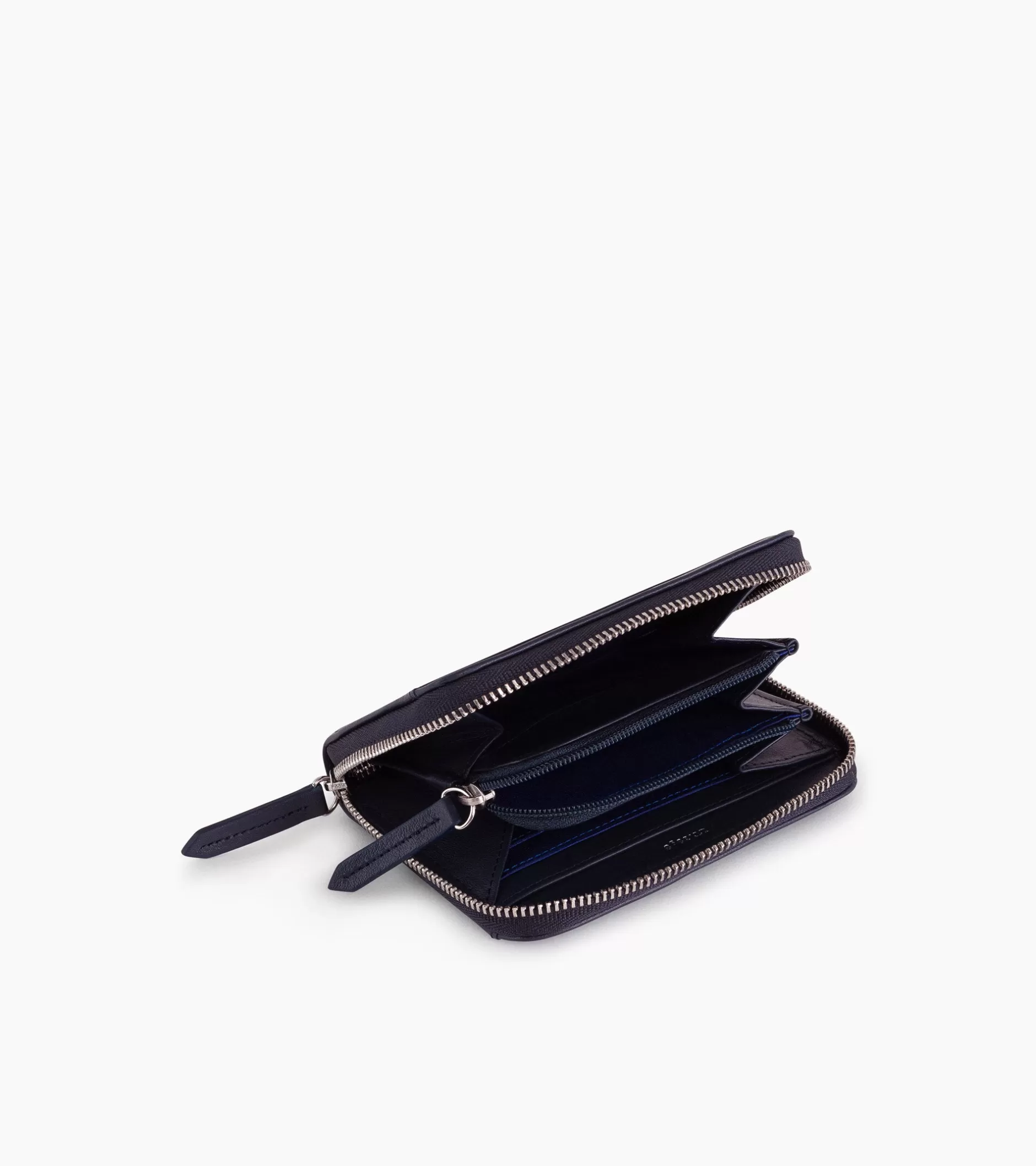 Femme Le Tanneur Porte monnaie zippé avec porte cartes amovible Charlotte en cuir lisse - Twilight Blue