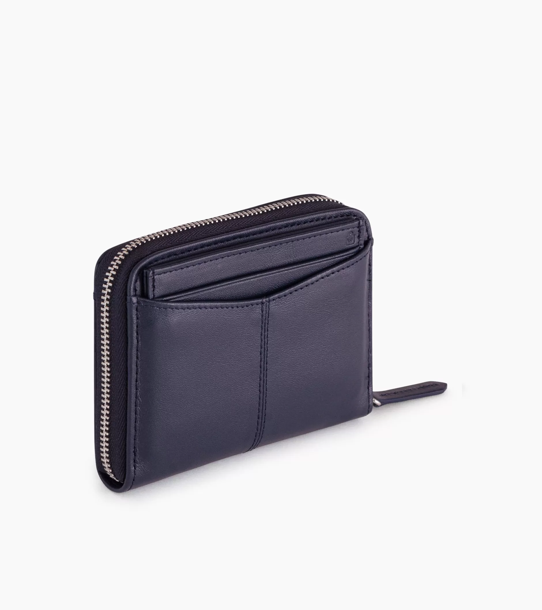 Femme Le Tanneur Porte monnaie zippé avec porte cartes amovible Charlotte en cuir lisse - Twilight Blue