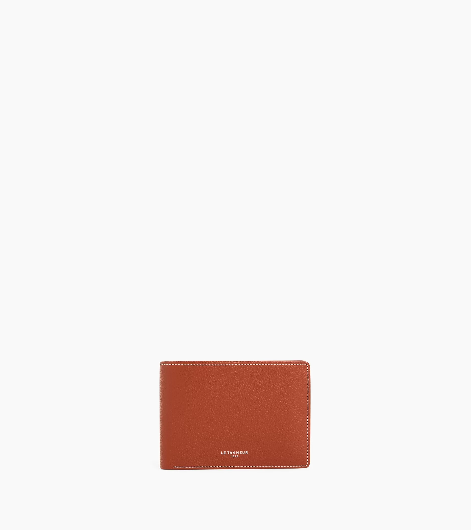 Homme Le Tanneur Portefeuille à rabat 2 volets Emile en cuir grainé - Mahogany Brown