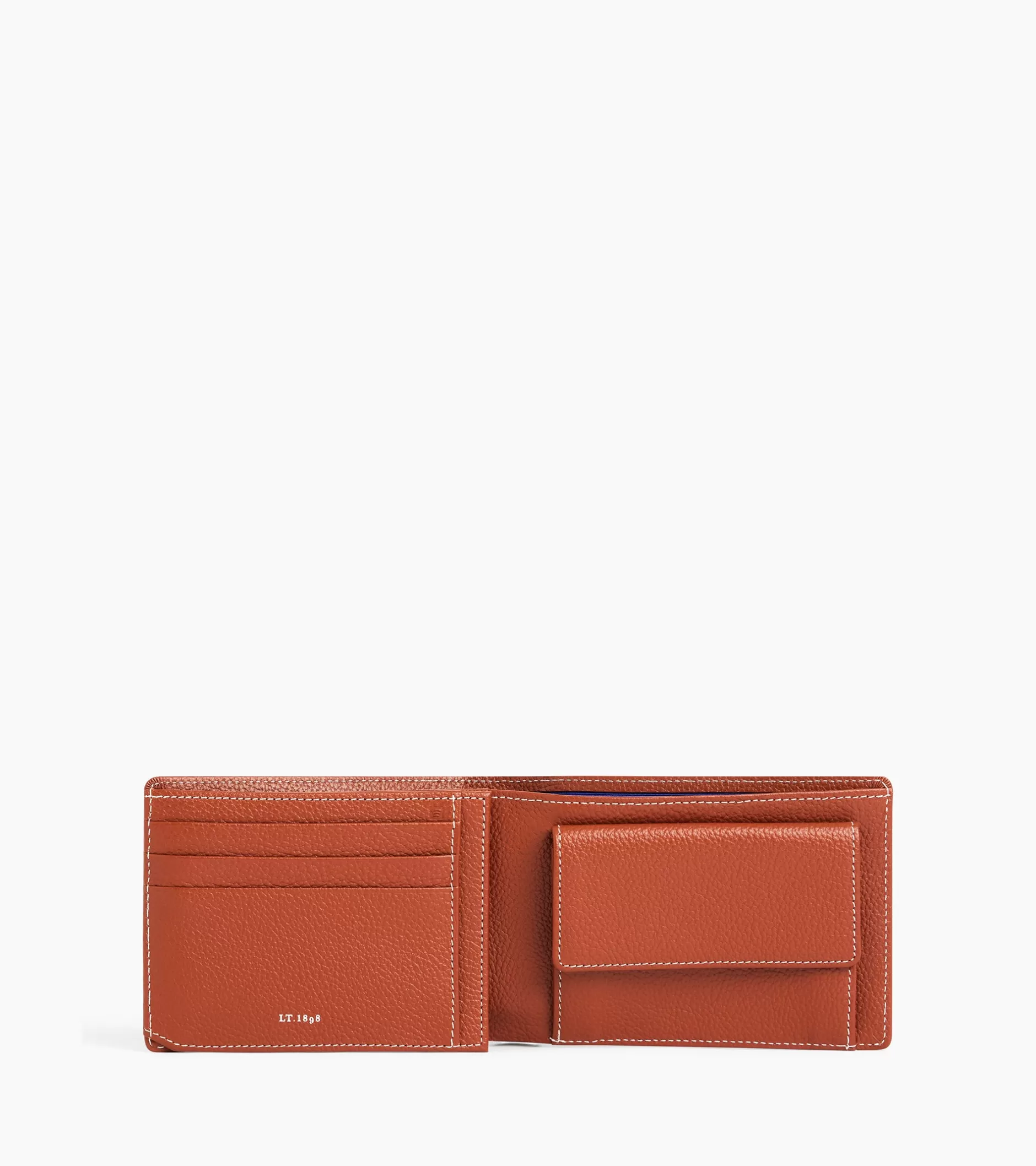 Homme Le Tanneur Portefeuille à rabat 2 volets Emile en cuir grainé - Mahogany Brown